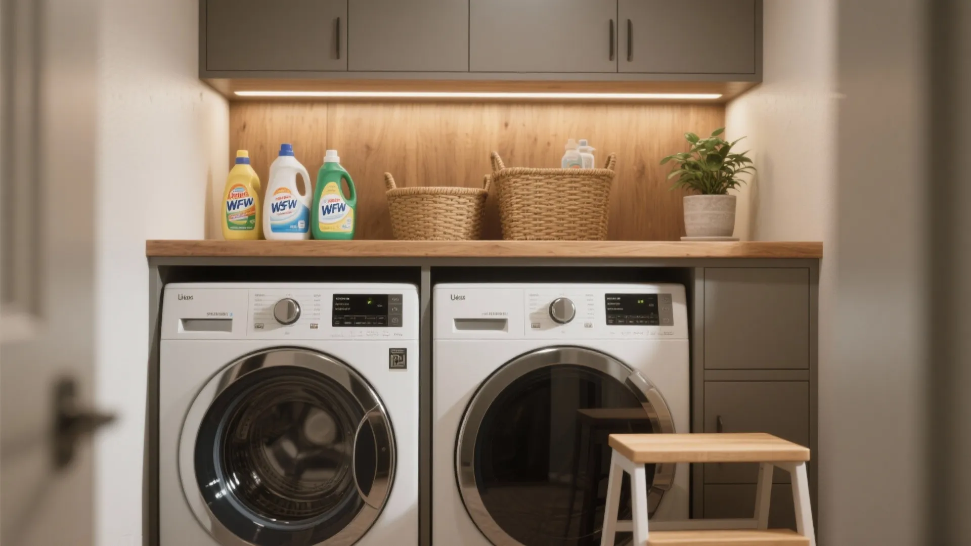 2. Built-In Shelving Above the Stack