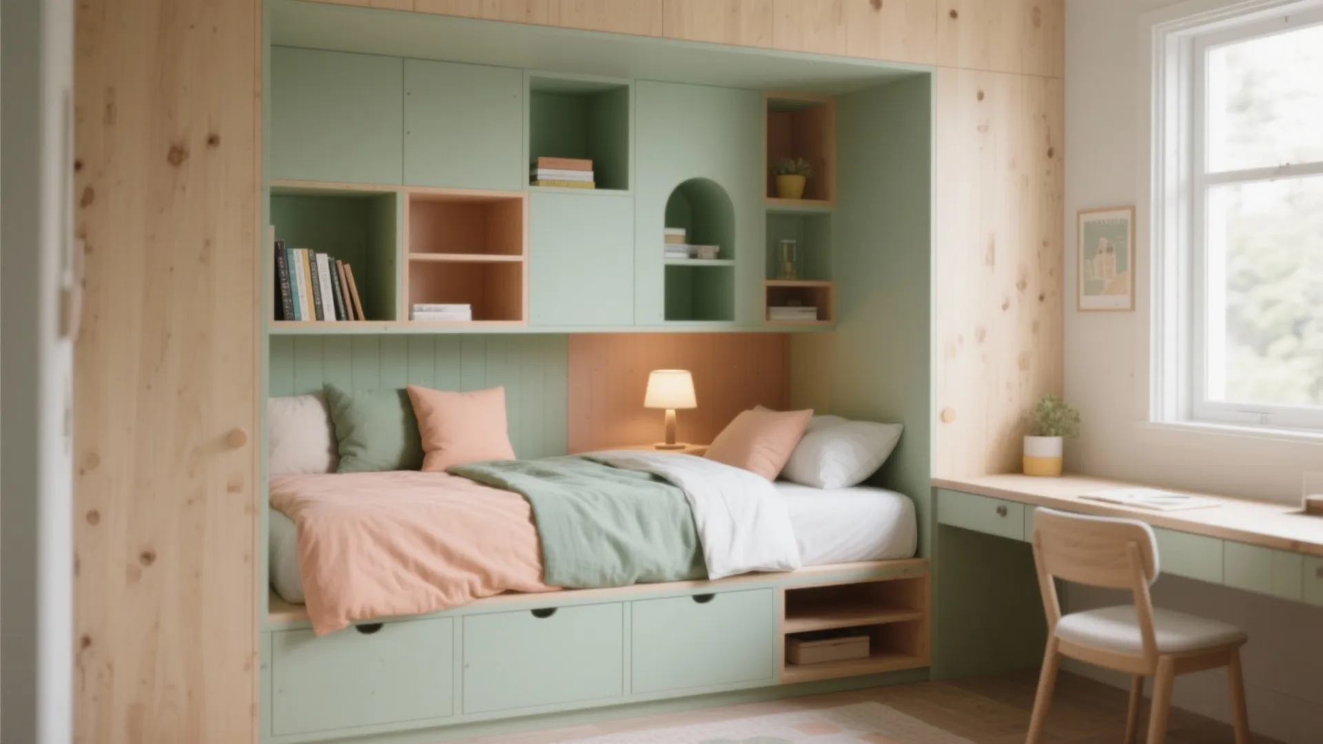 1. Built-in beds with playful niches
