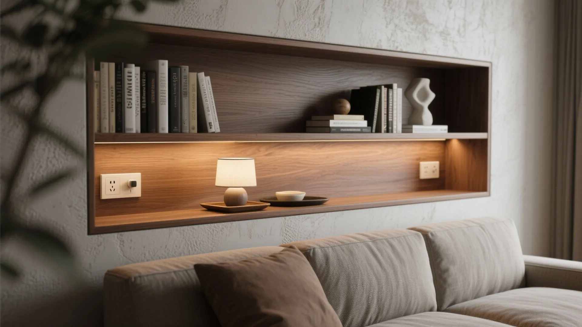 Built-in Storage Behind Sofas