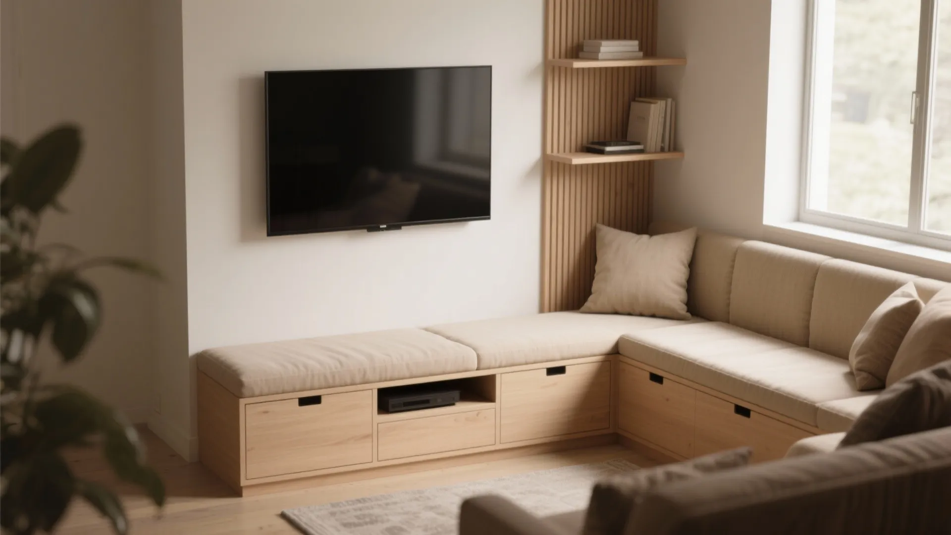 1. Built-in Bench with TV Nook