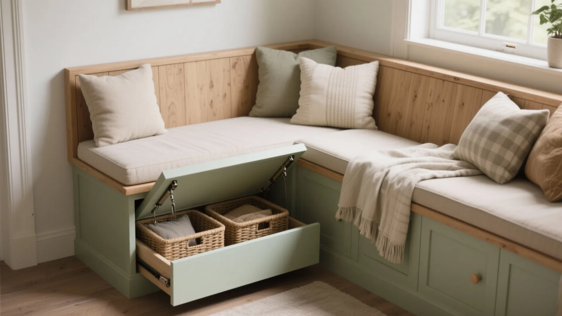 2. Built-In Bench with Hidden Storage
