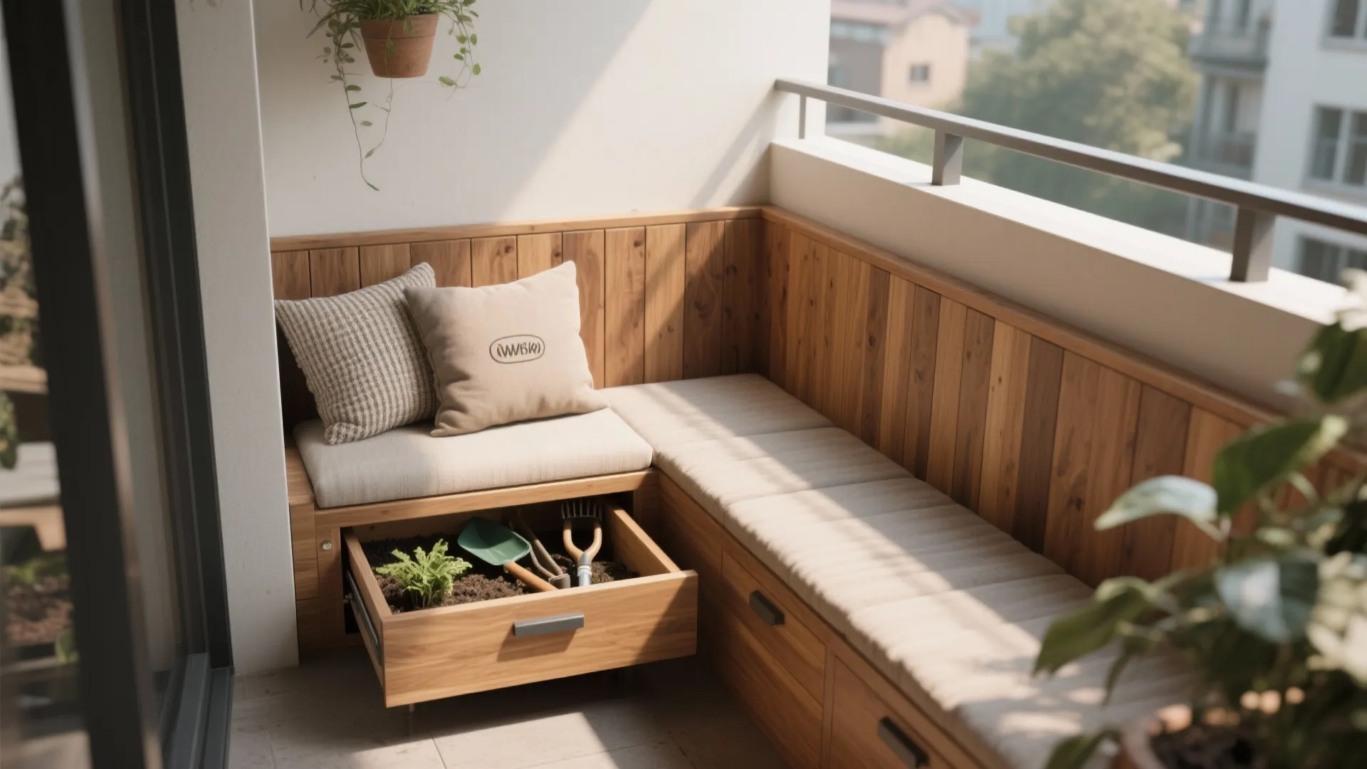 1. Built-in benches with hidden storage