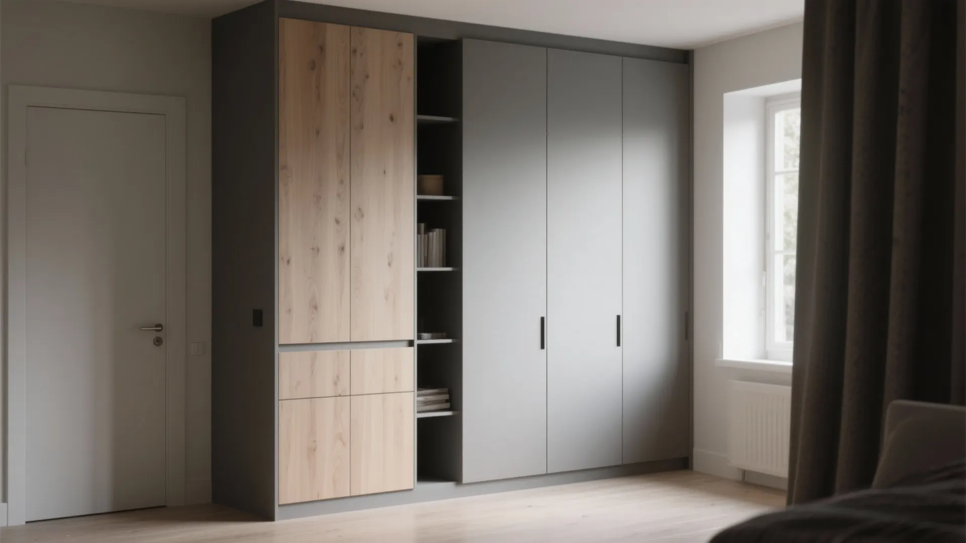 2. Built-in corner cabinets with doors