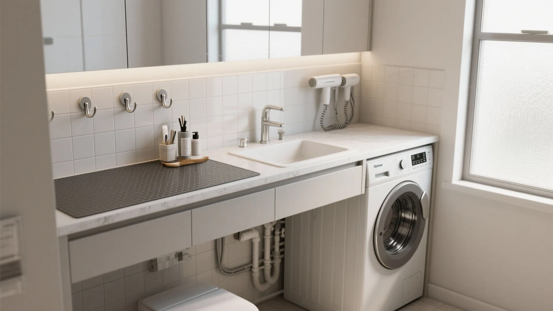 3. Built-in bathroom counter station