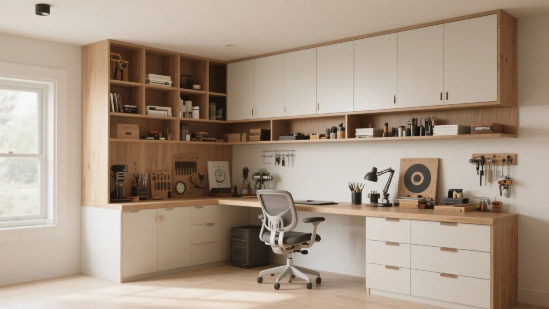 3. Built-in storage + desk combo