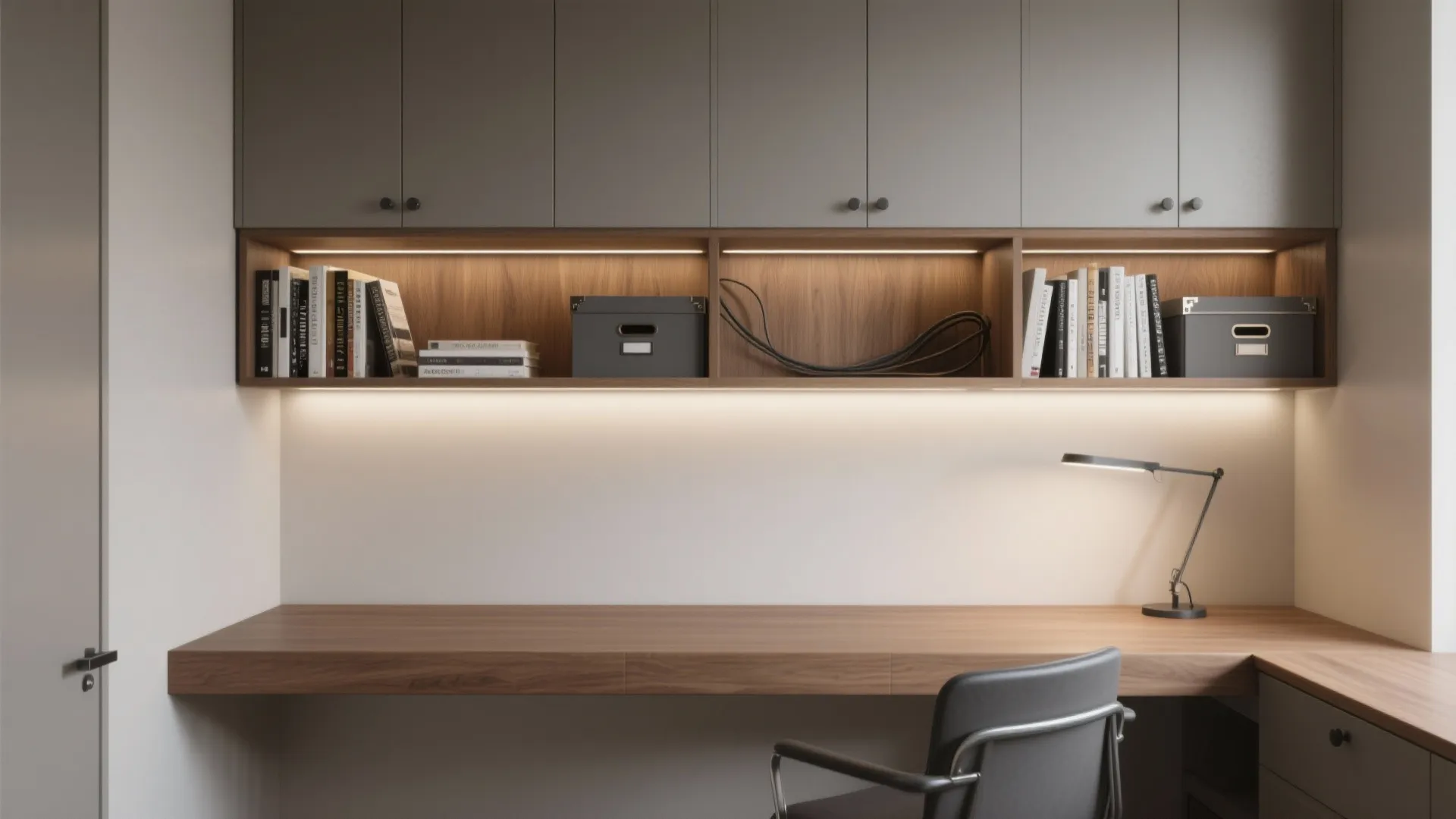 2. Built-in desk wall for storage and style