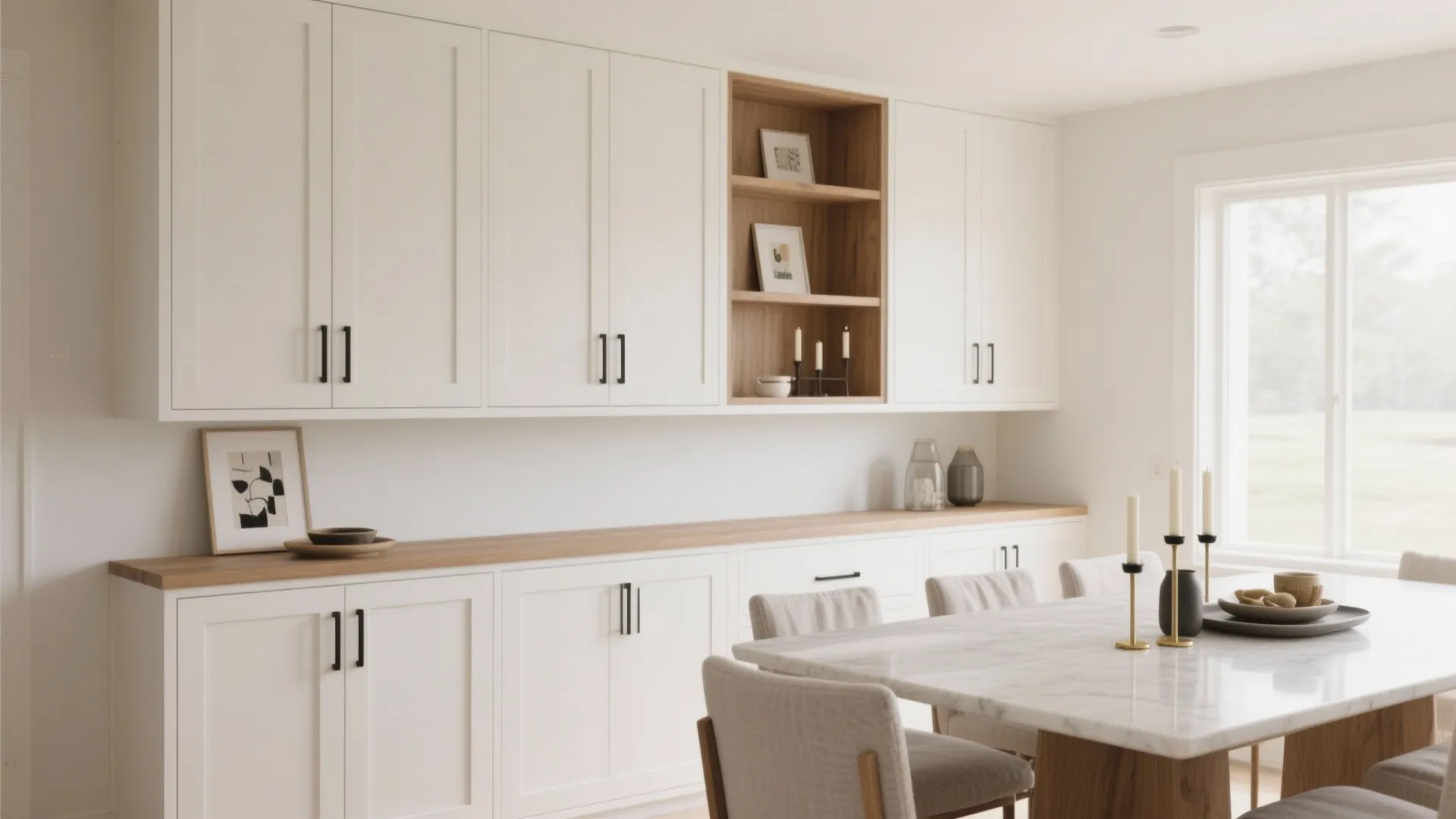 Minimalist built-ins for calm, useful storage