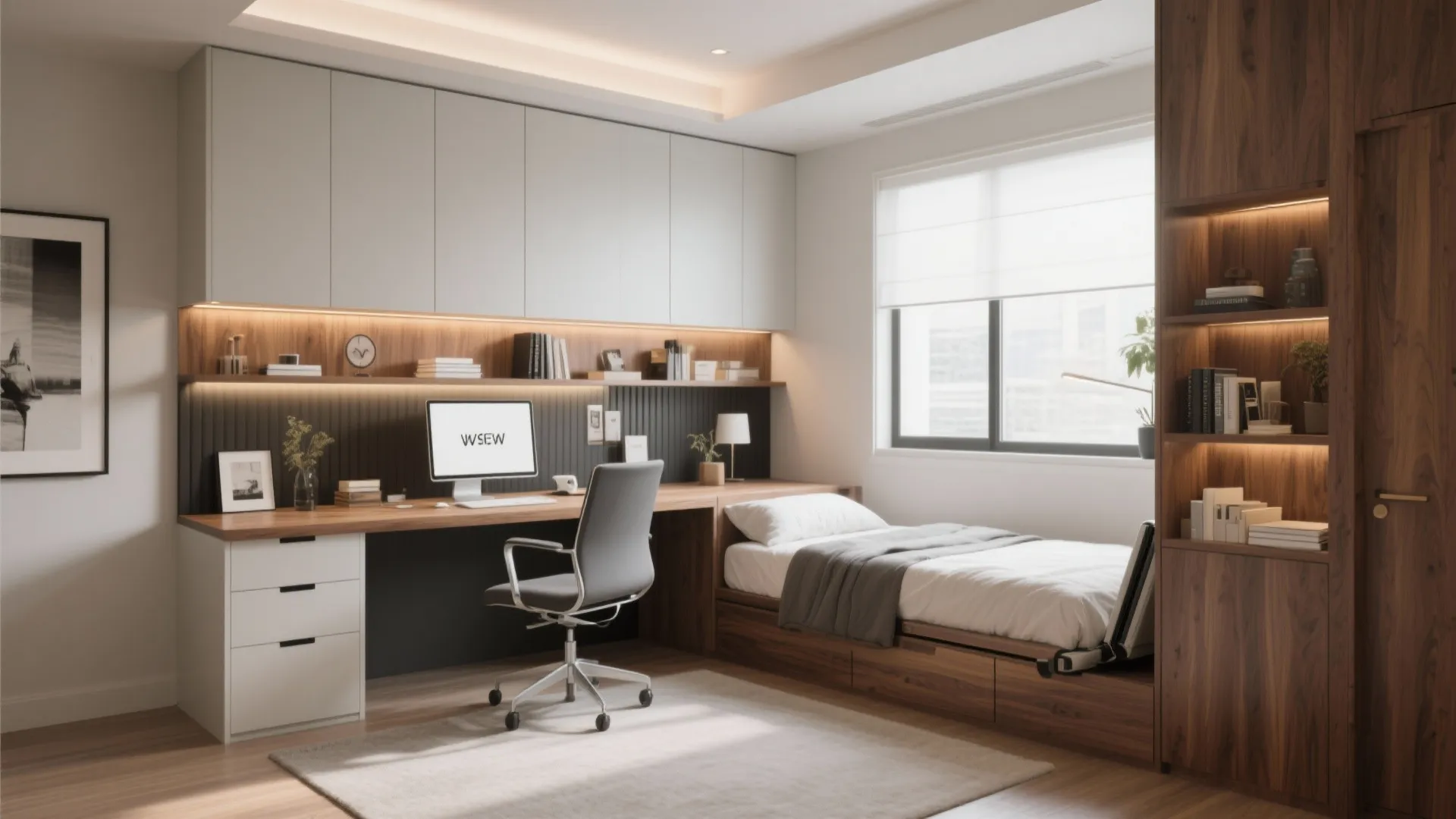4. Built-in Desk with Foldaway Bed