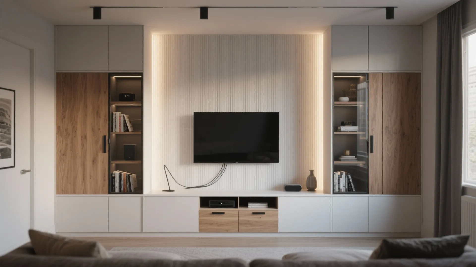 Built-in Media Wall with Hidden Storage