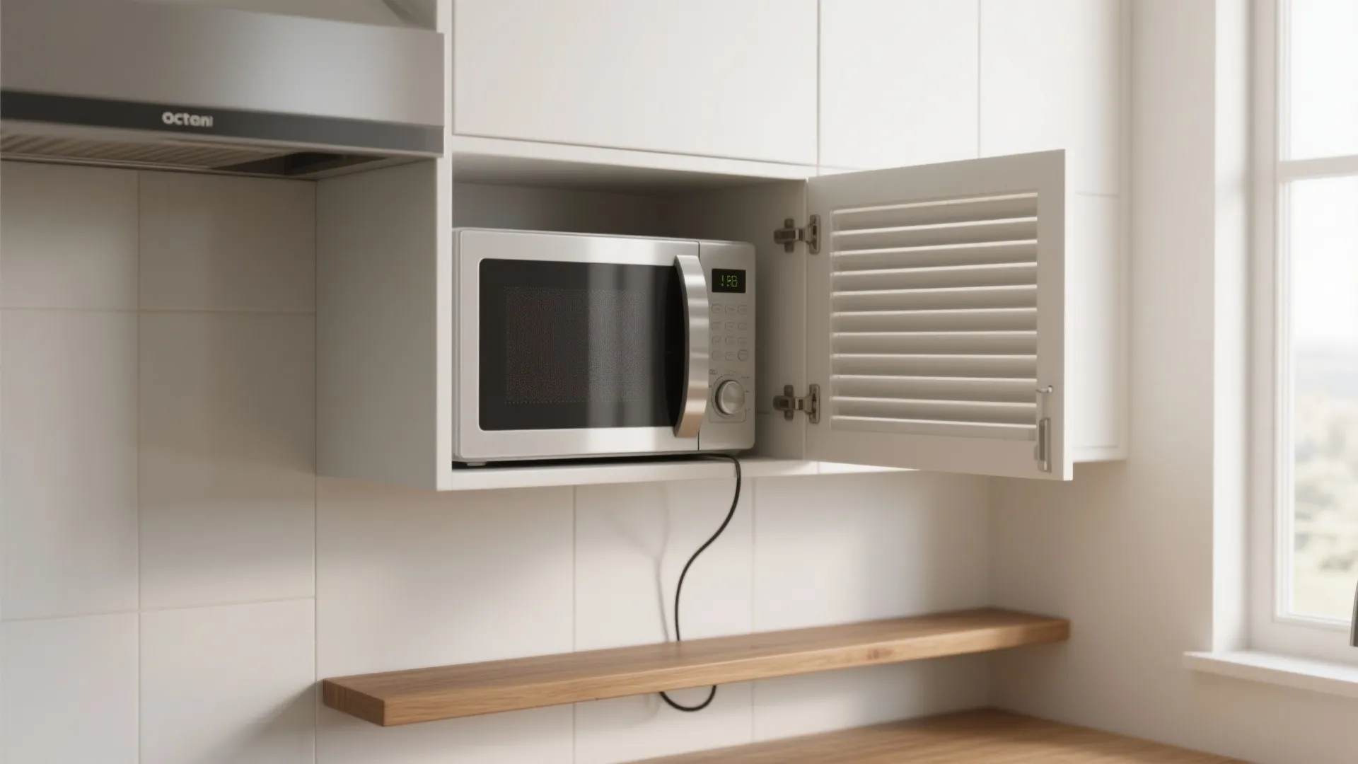 1. Built-in microwave cabinet with ventilation