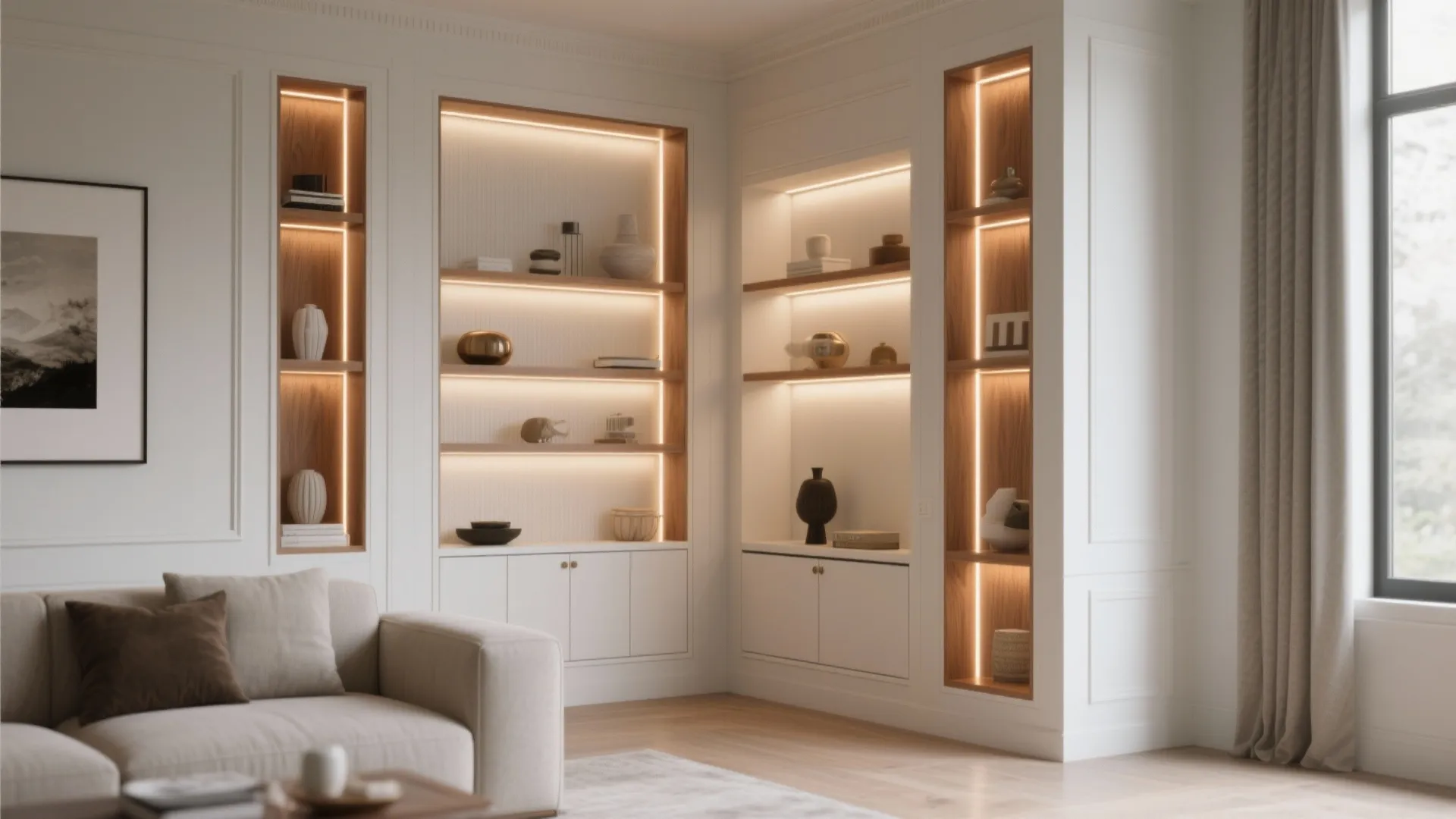Built-In Corner Niches with LED Reveal