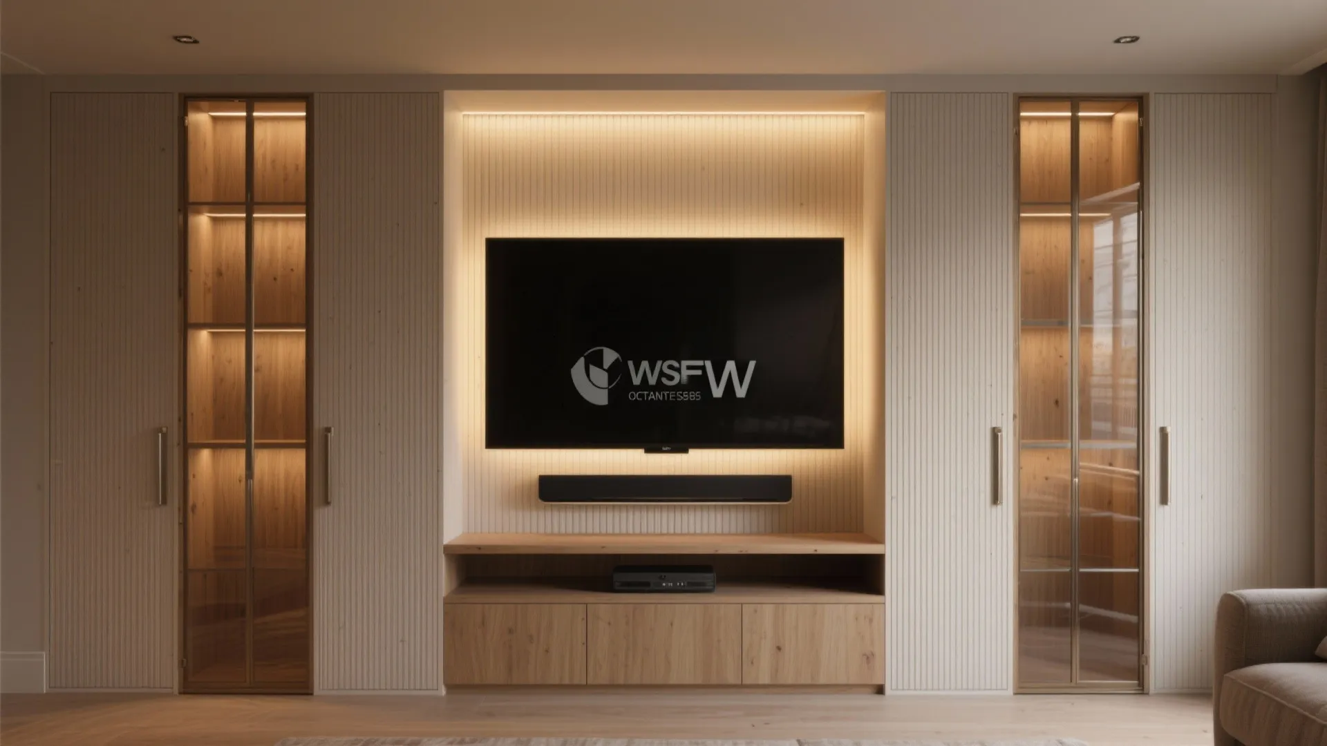 2) Built-In Media Wall With Pocket Doors