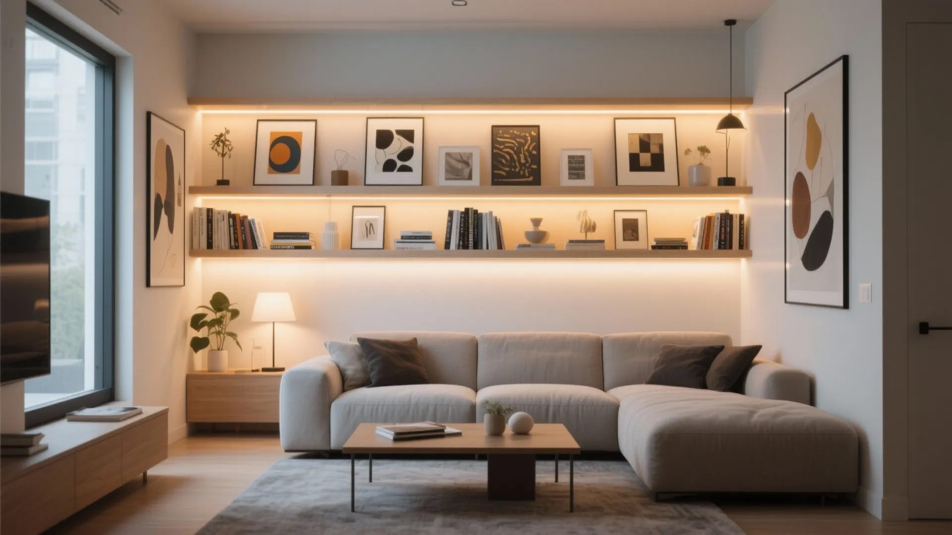 Built-in Shelving with Lighting