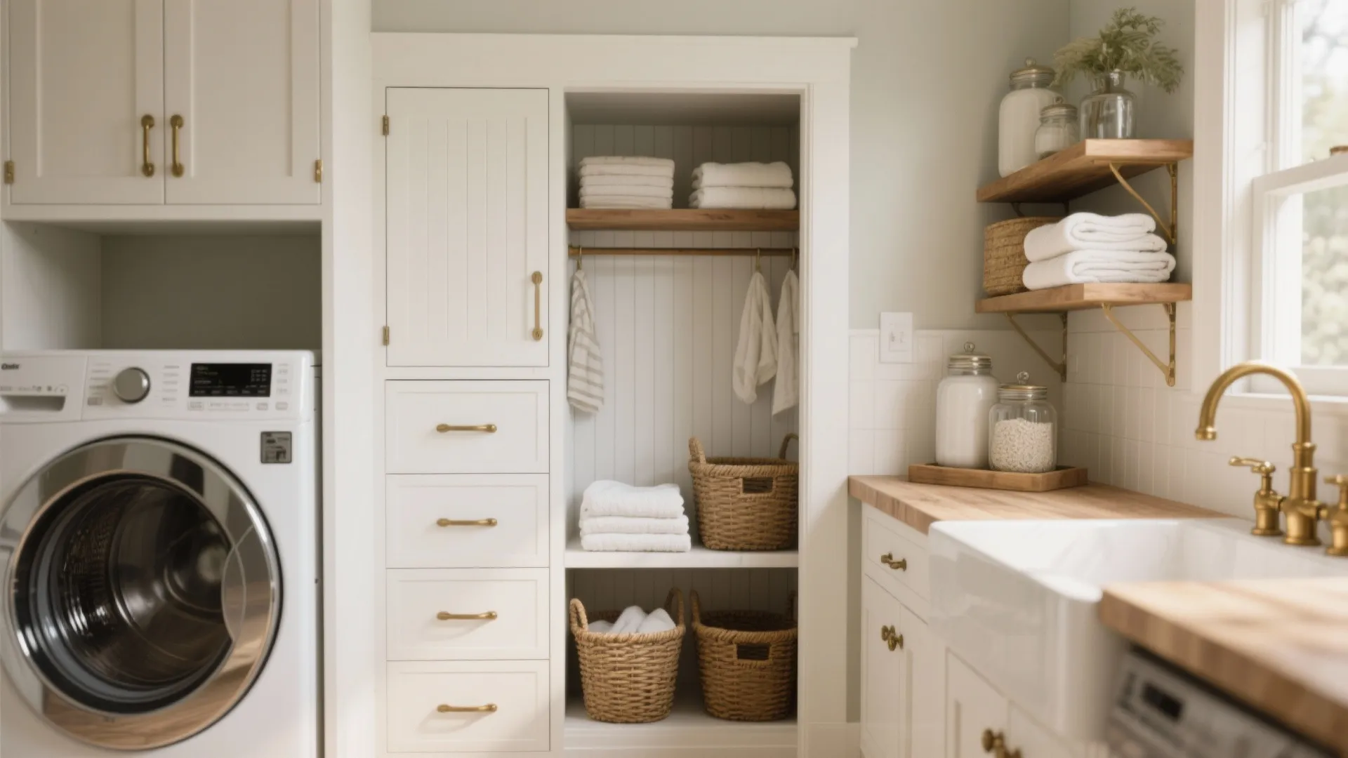 1. Built-in Cabinets with Open Shelving