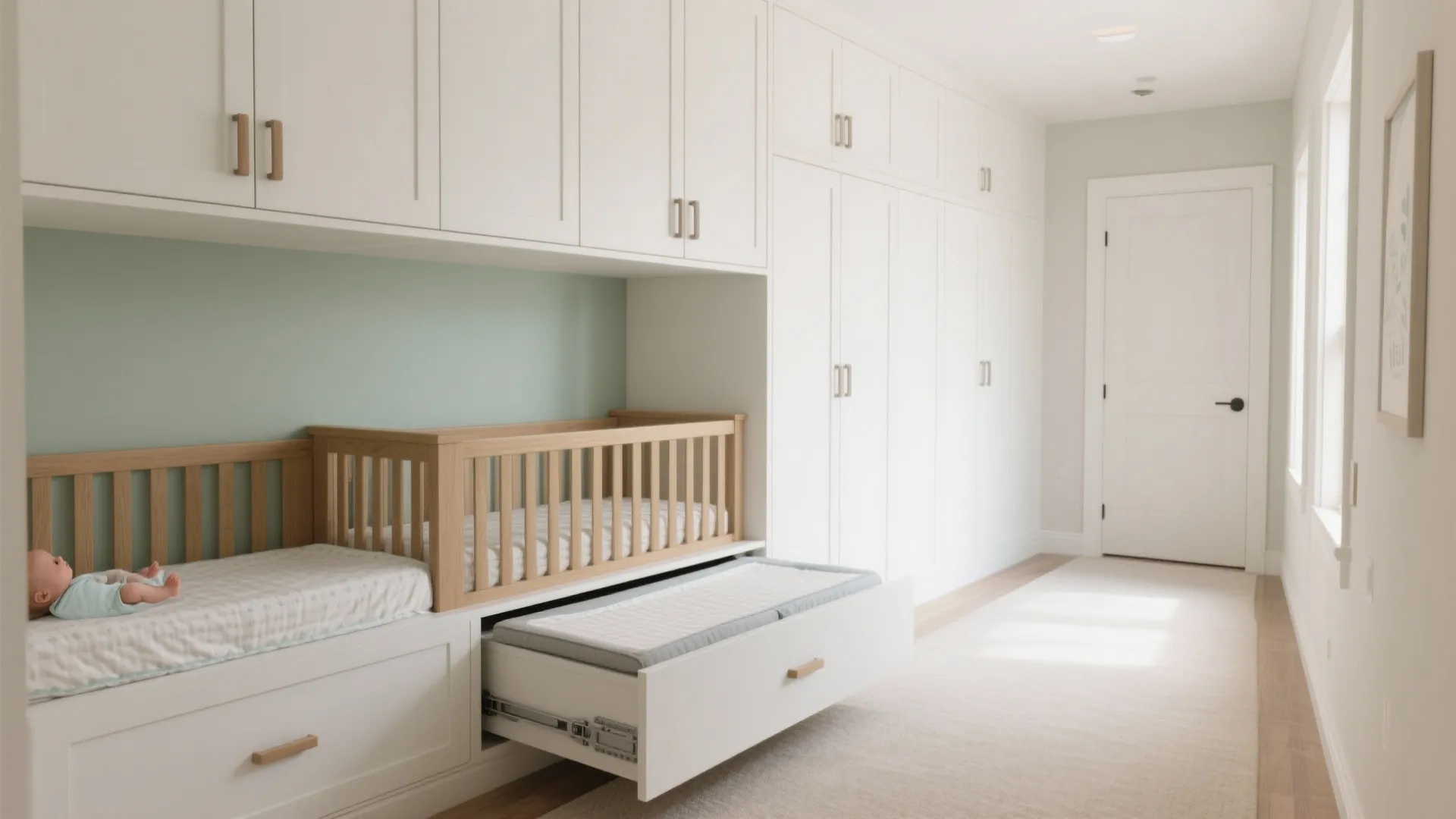 Built-in storage that doubles as safety buffers