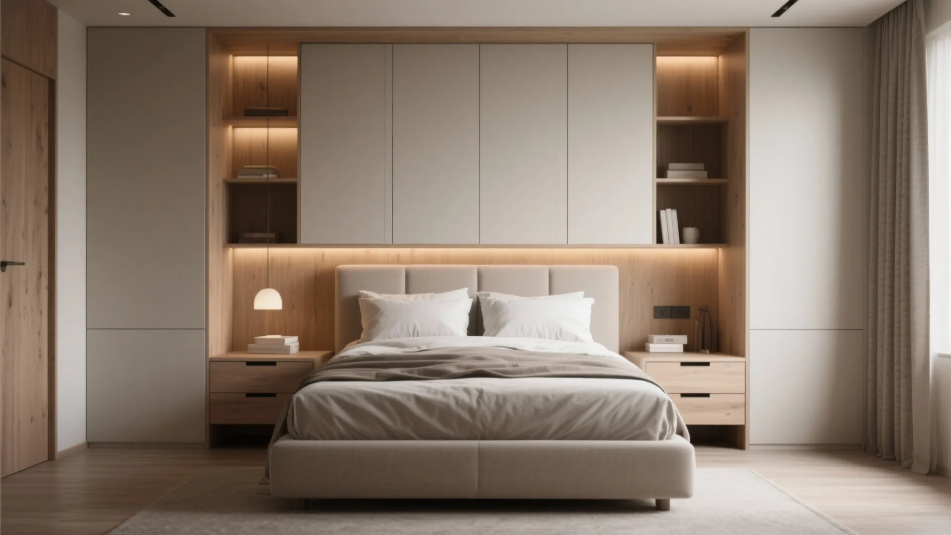 2. Built-in storage around the bed