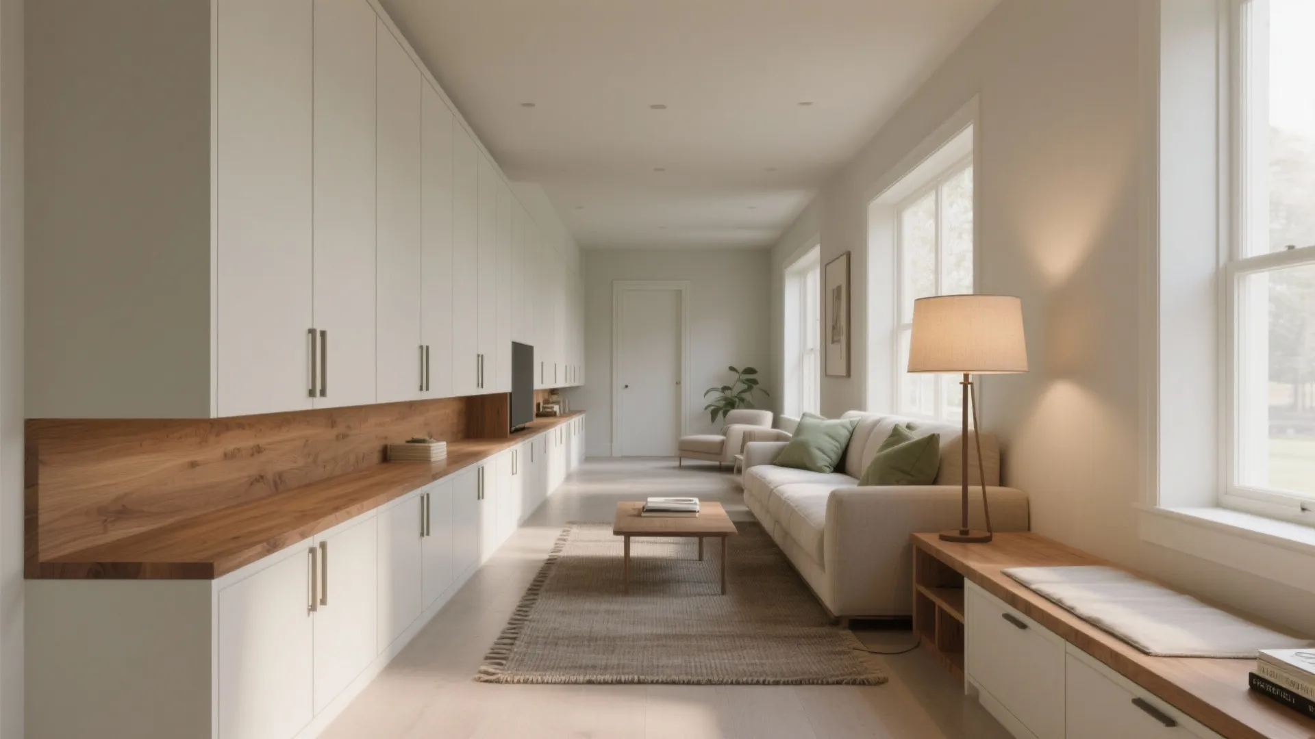 Streamline One Long Wall with Built-Ins and a Bench