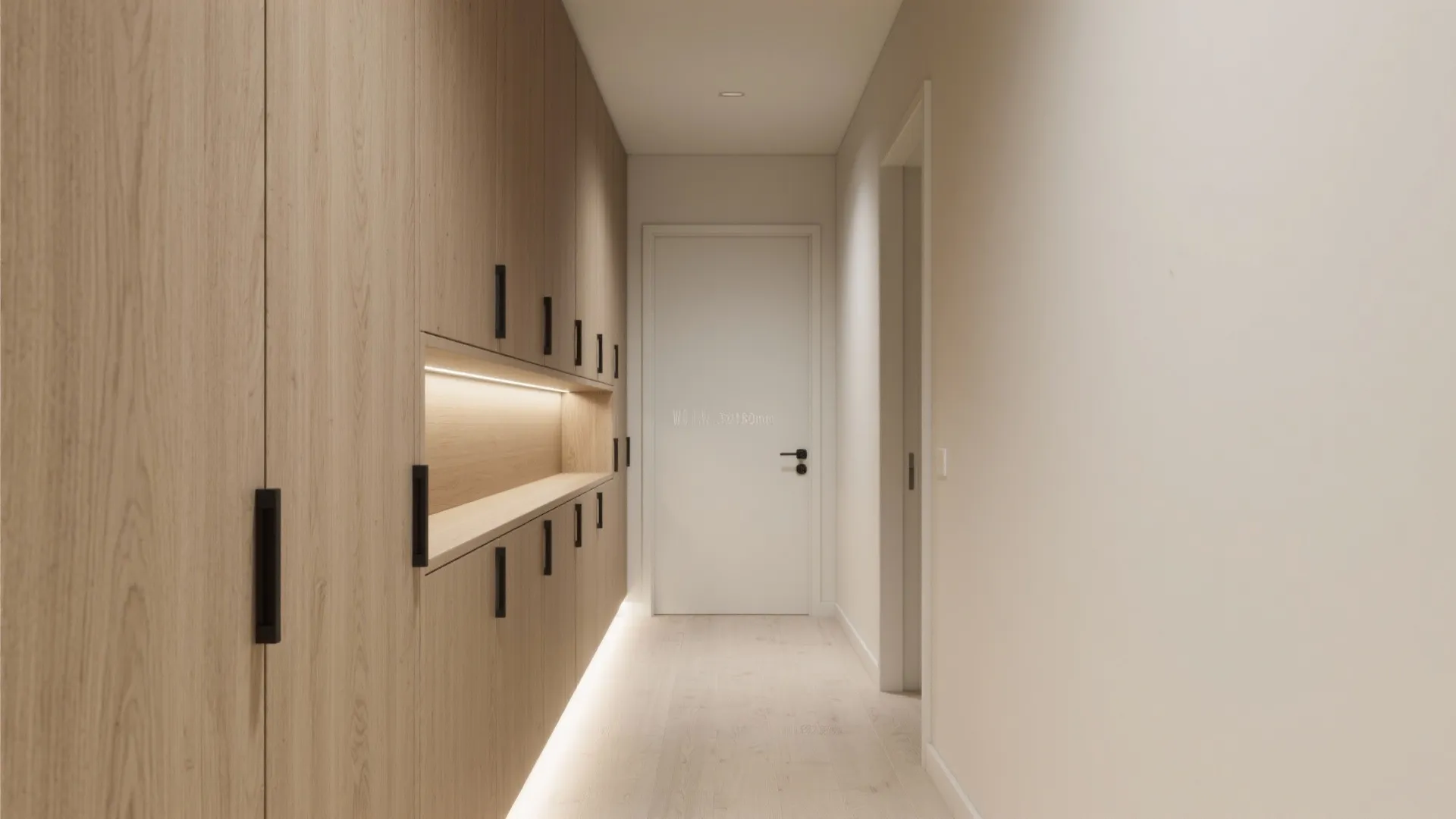 1) Slim built-ins with concealed shoe and essentials storage