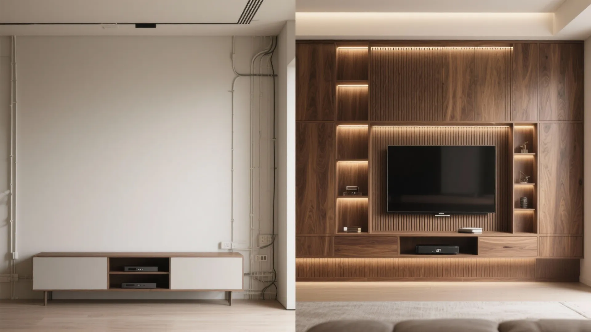 Tailored Built-Ins and a Discreet Media Wall