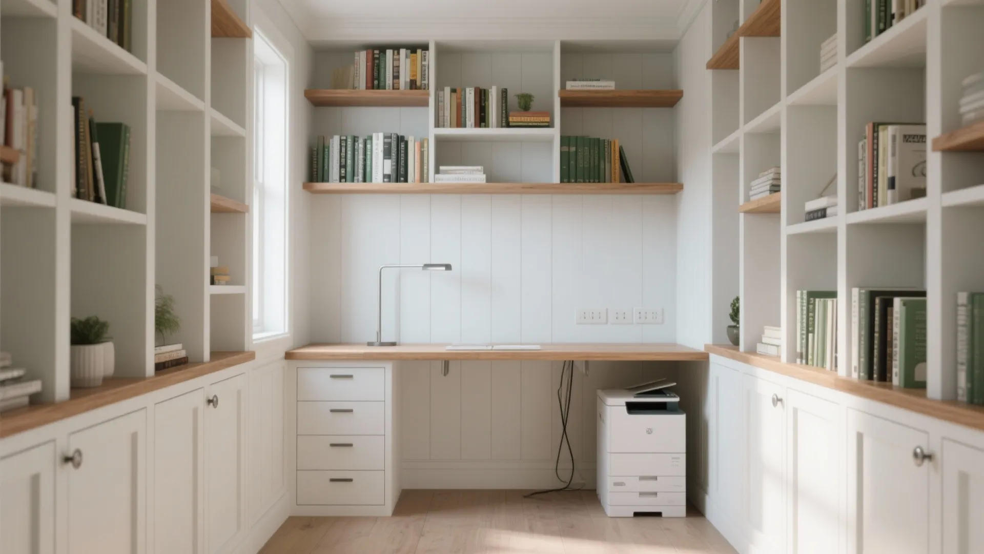 Wall-to-Wall Built-ins with a Desk Niche