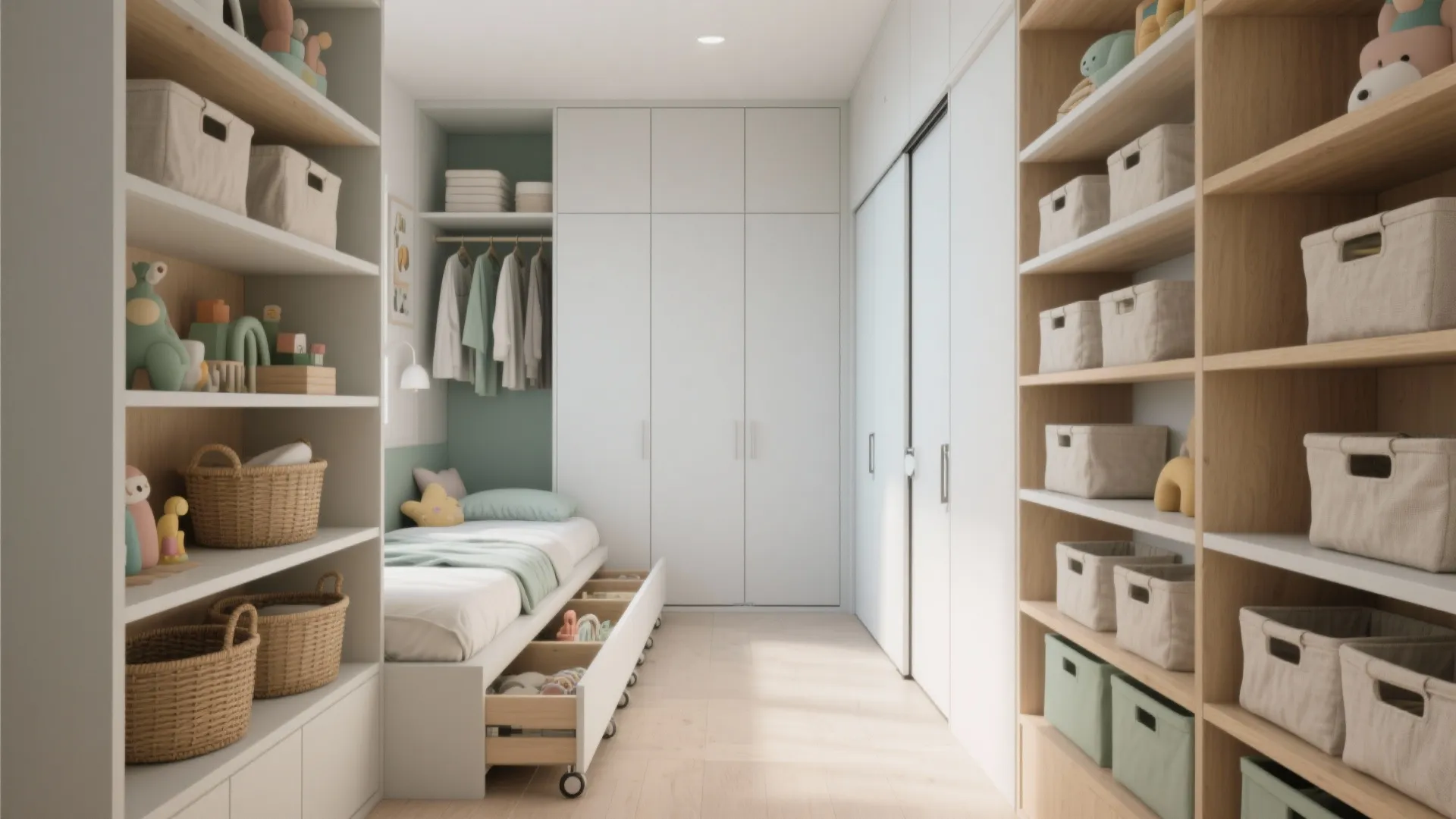 3) Built-ins, Sliding Doors, and Underbed Drawers