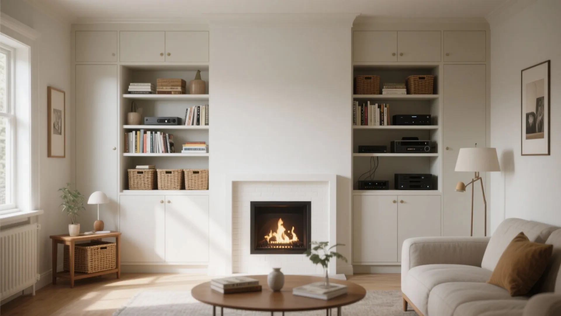 4. Built-In Storage Flanking the Fireplace