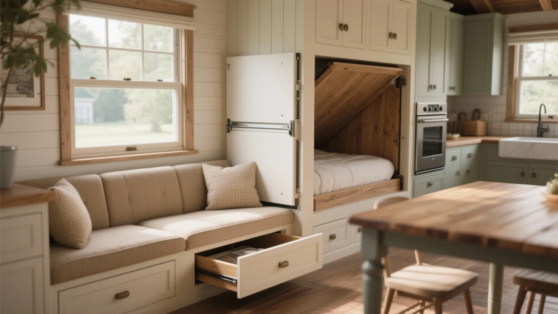 3. Multipurpose built-ins and foldaway furniture