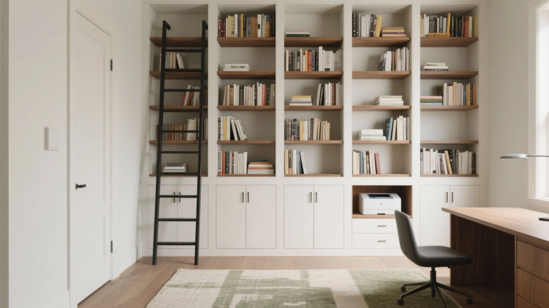 Floor-to-Ceiling Built-ins with a Leaning Ladder