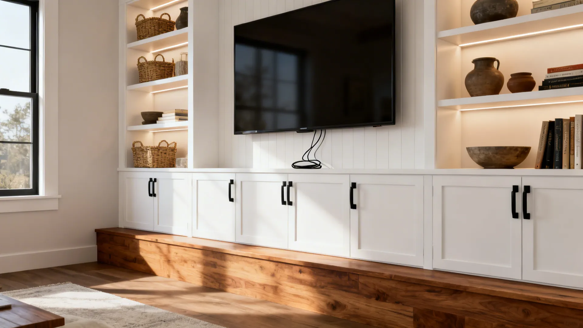 5. Functional built-ins with open shelving