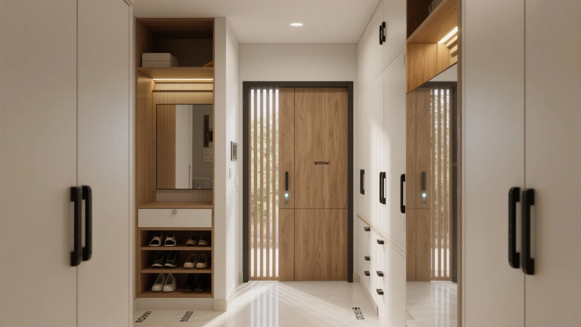 Built-in storage and slender partitions to declutter sightlines