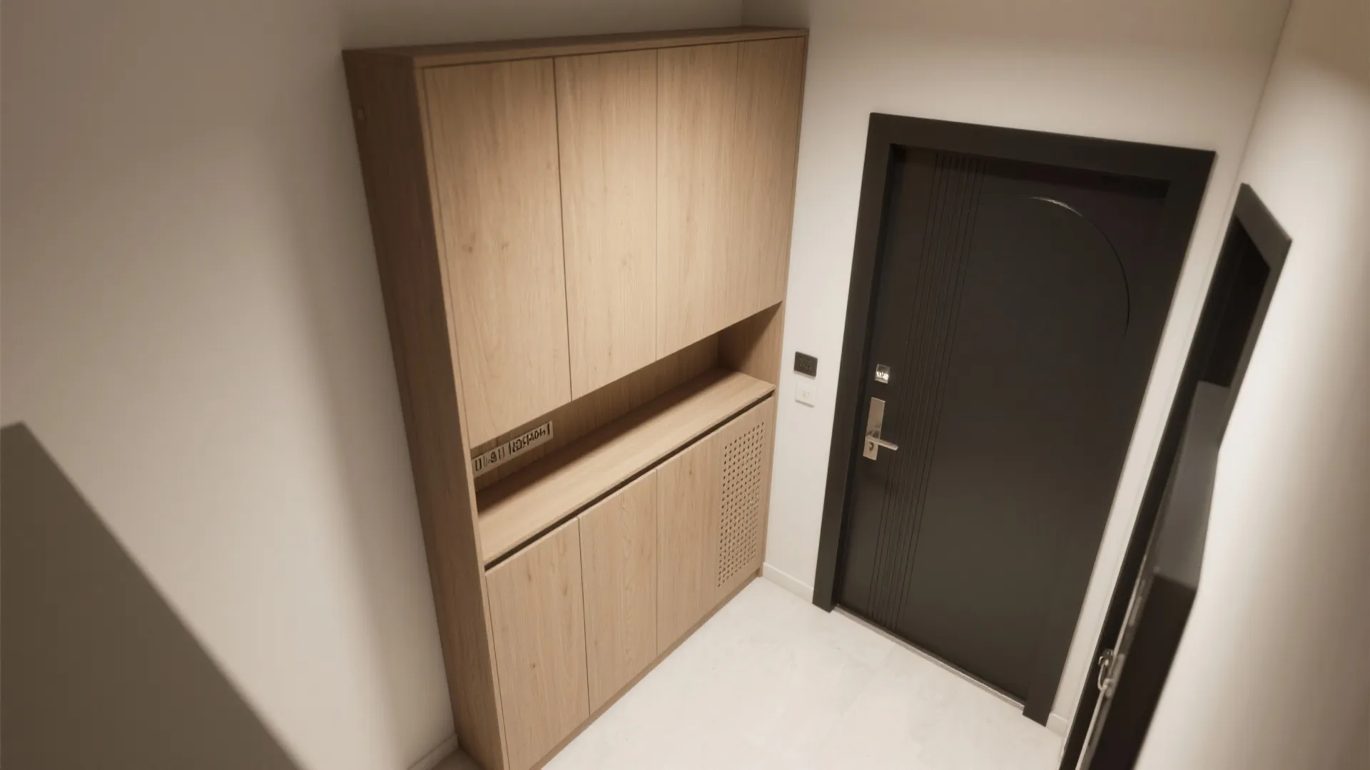 1) Slim built-ins with concealed shoe and essentials storage