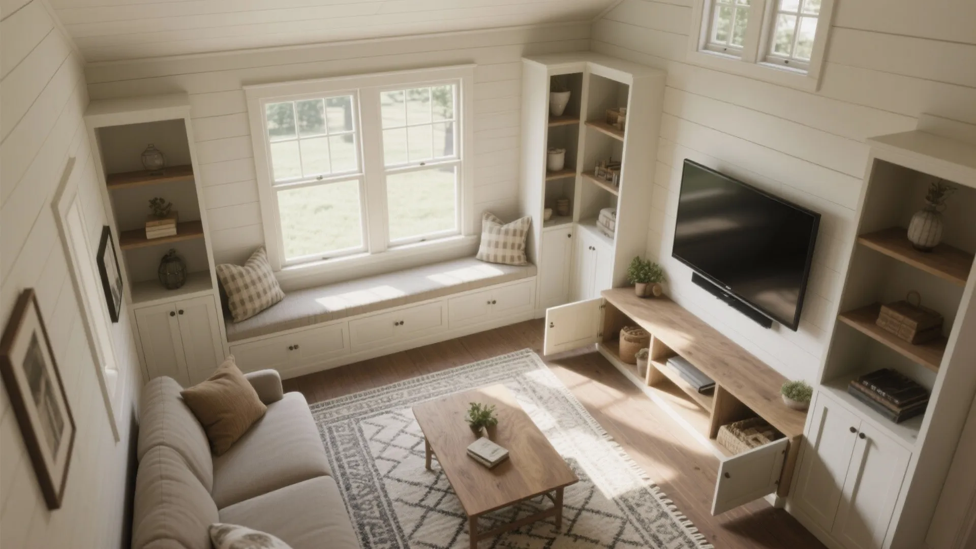 2. Built-in seating and smart storage