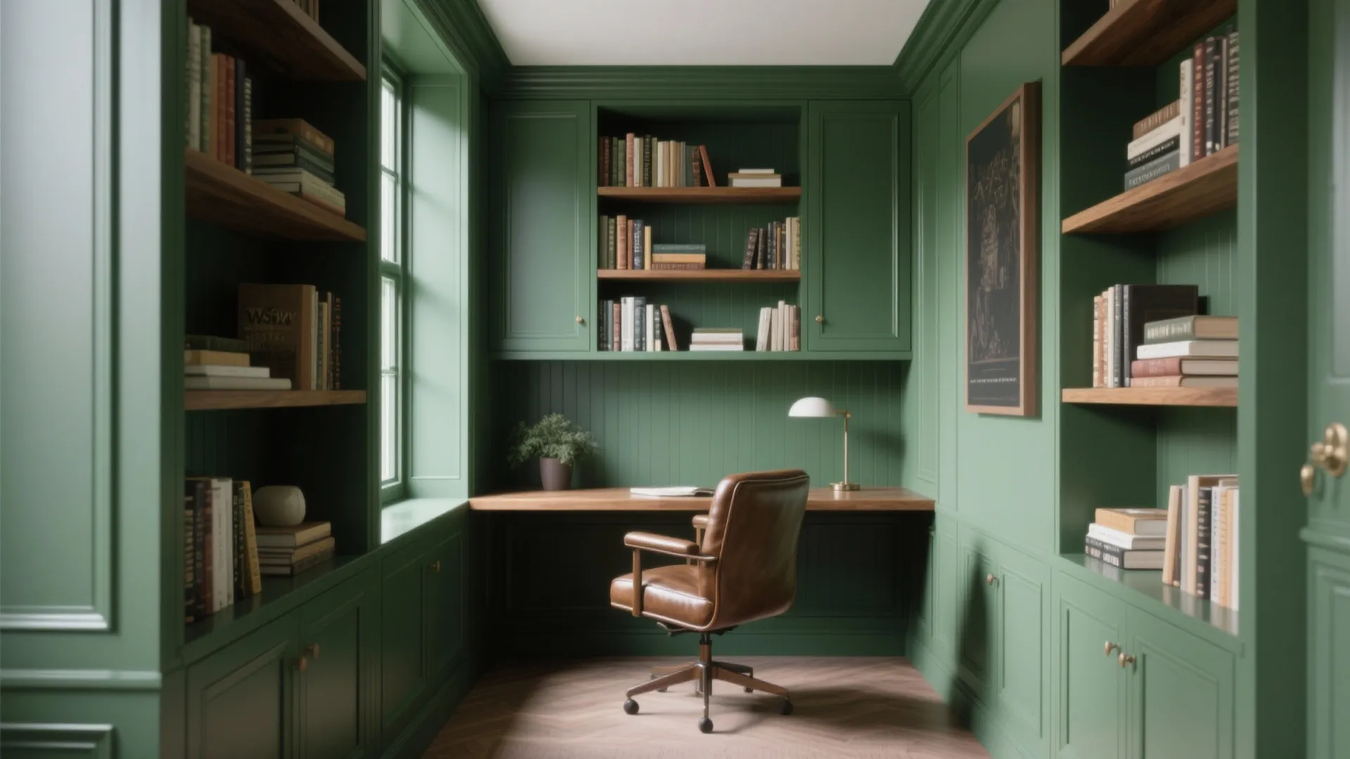 4. Paint built-ins and trim the same accent color