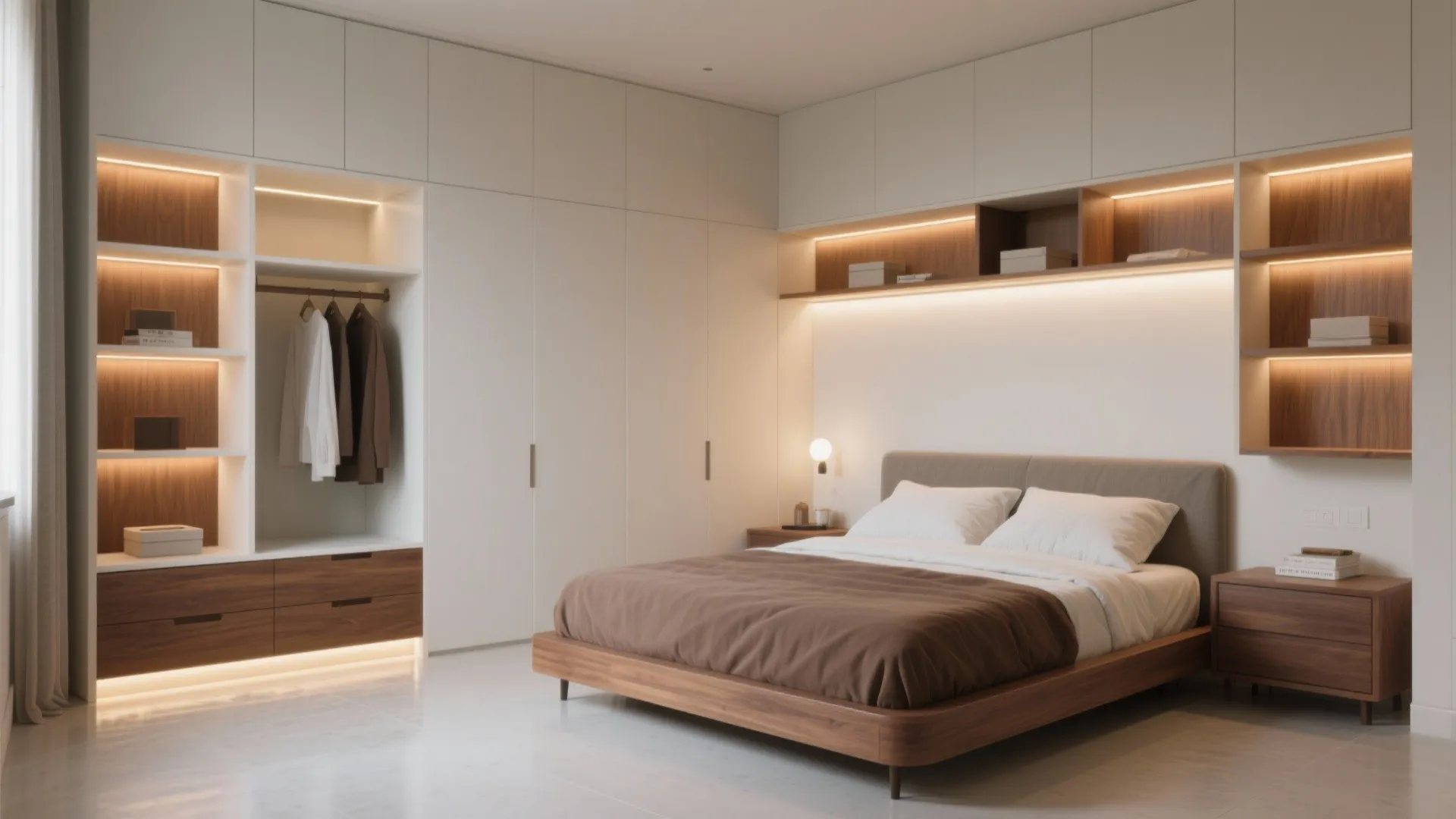 Space-Saving Built-ins with Warm Lighting