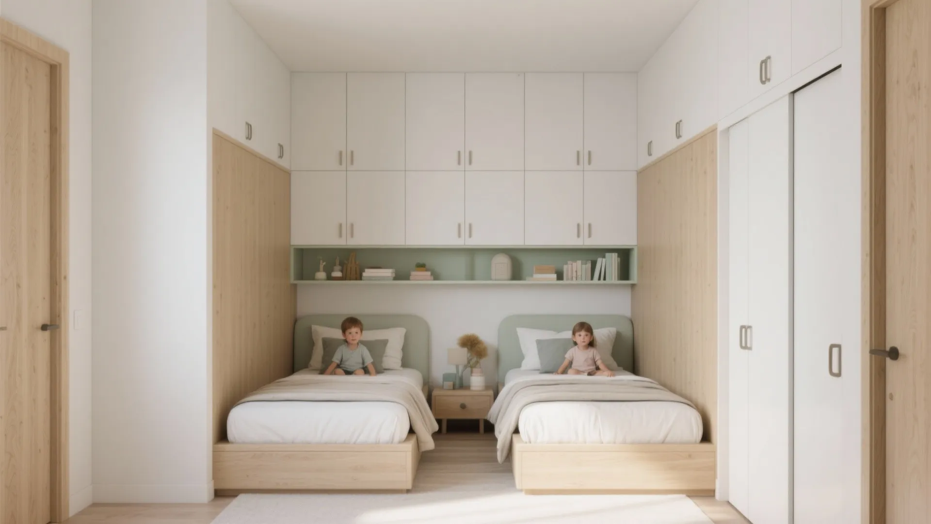 Idea 3: Wall-to-Wall Built-In—Beds, Wardrobes, and a Shared Shelf