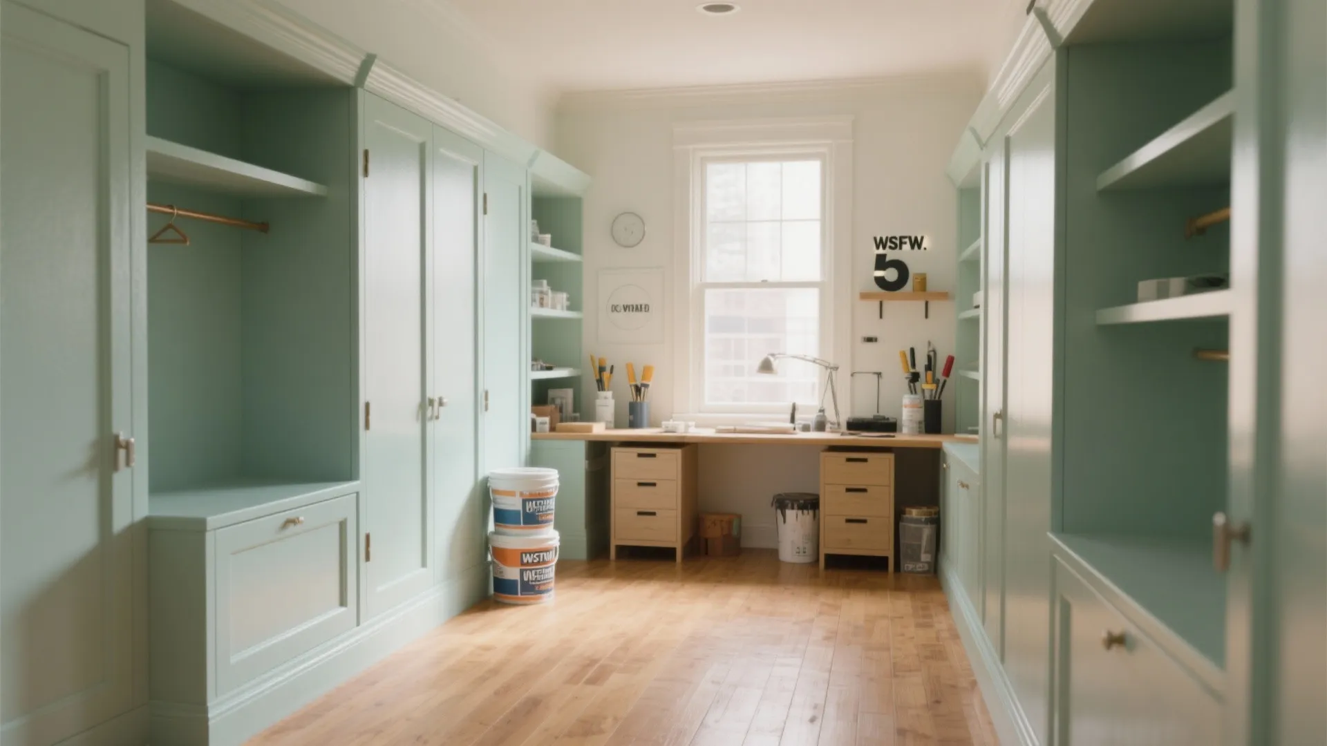 2. Paint furniture and millwork in bulk for a unified look