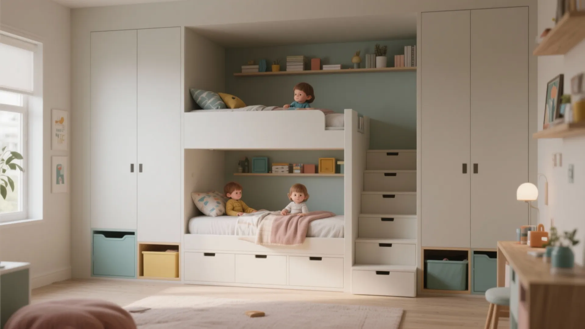 3. Bunk Bed with Built-in Storage