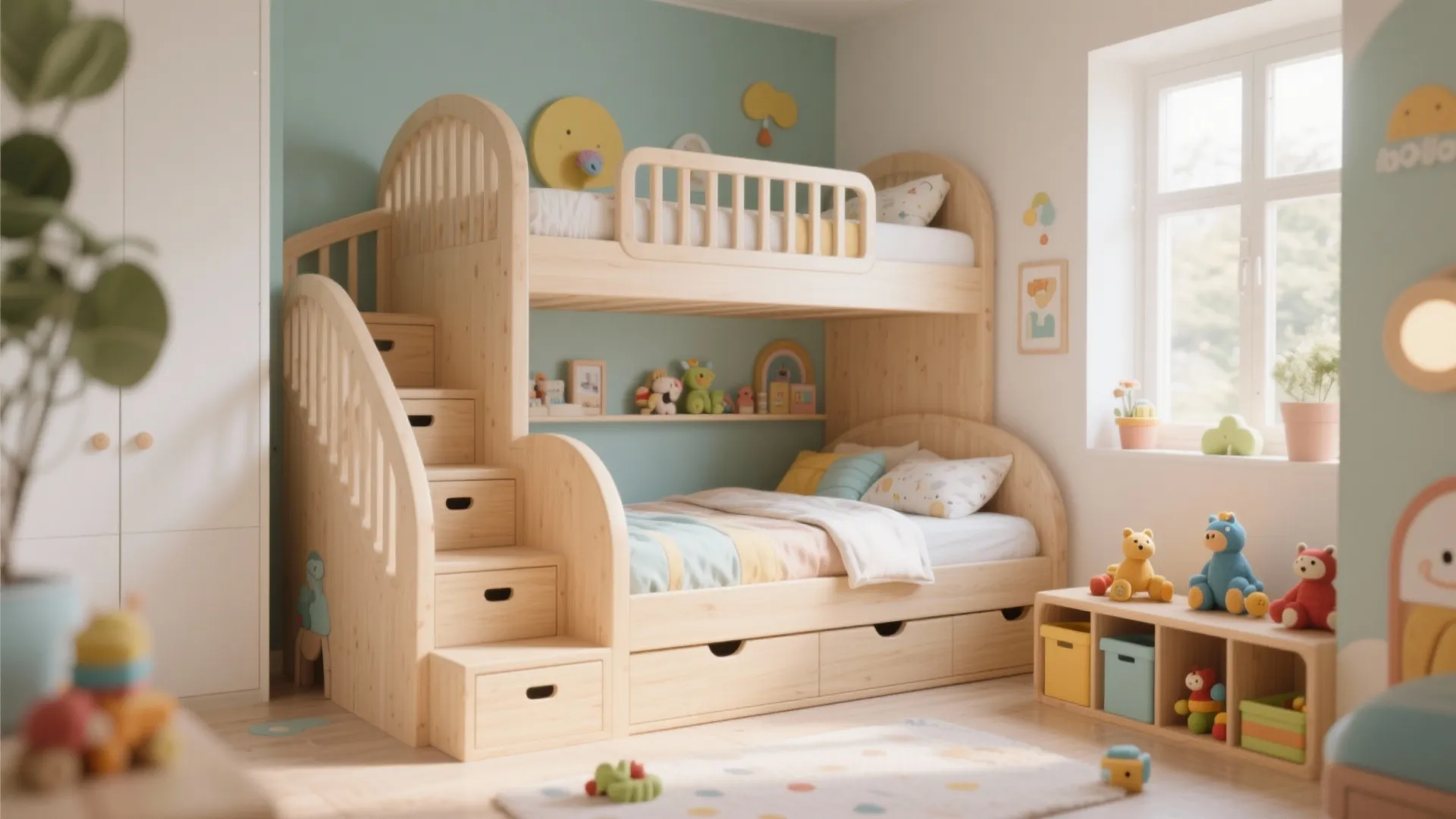 1. Bunk Beds with Built-in Storage