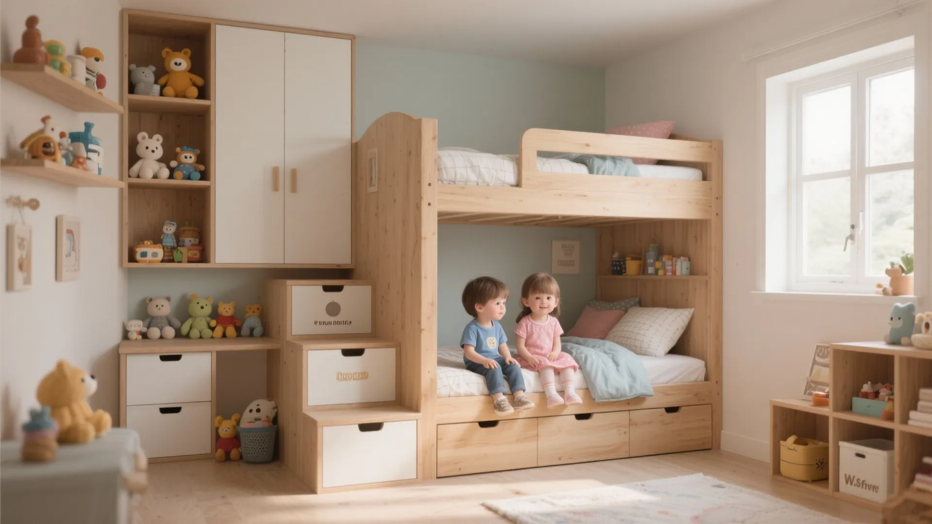 Bunk Beds with Built-In Storage
