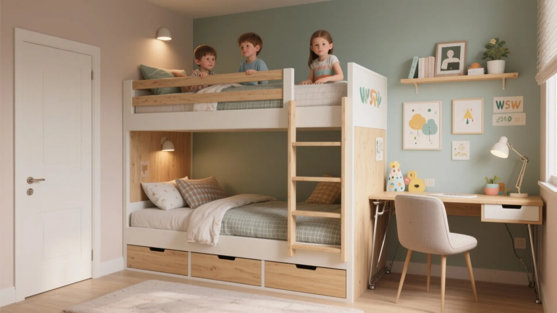 2. Flexible third bedroom (bunk + desk)