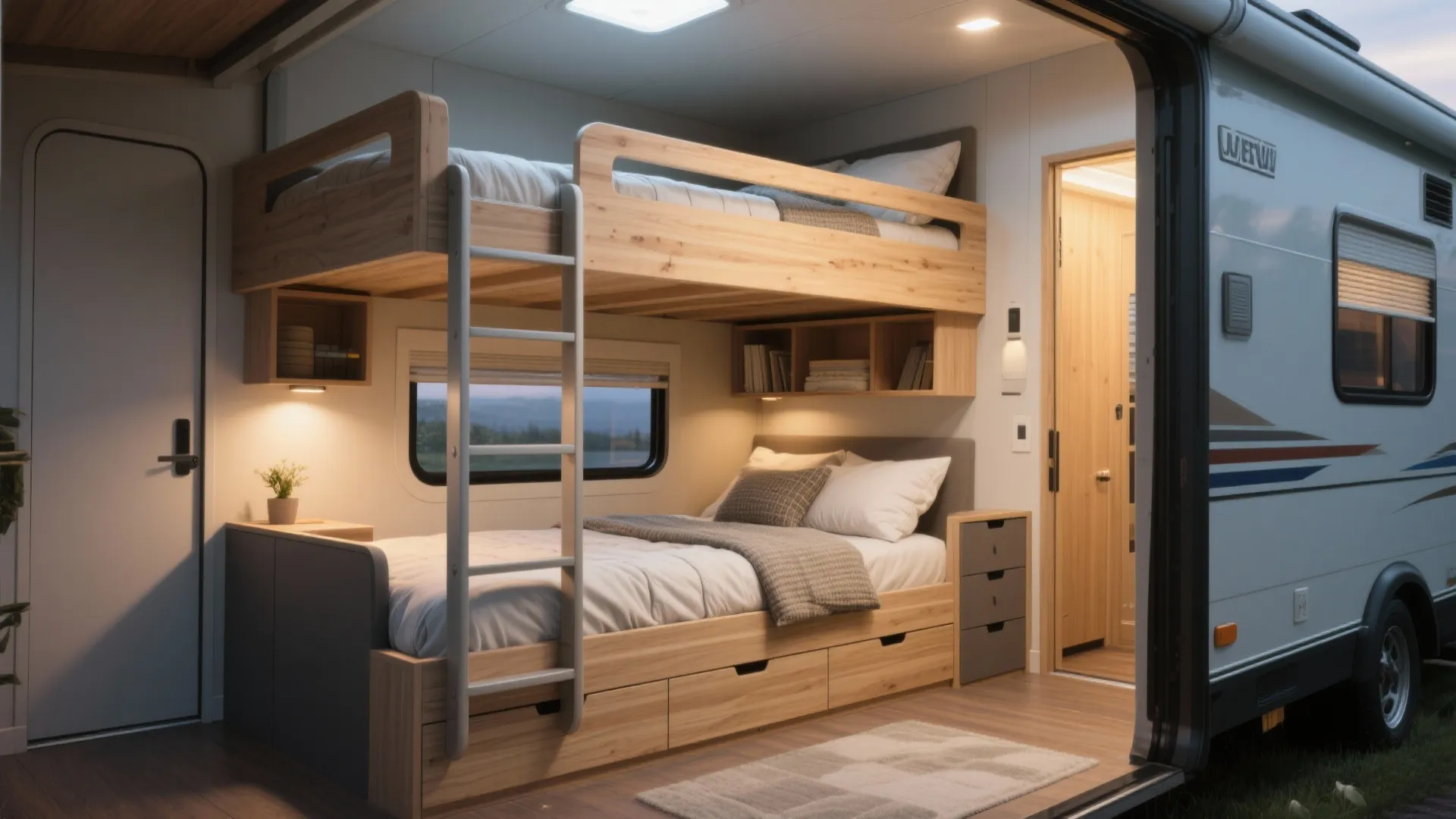 Bunk-style guest rooms for flexibility