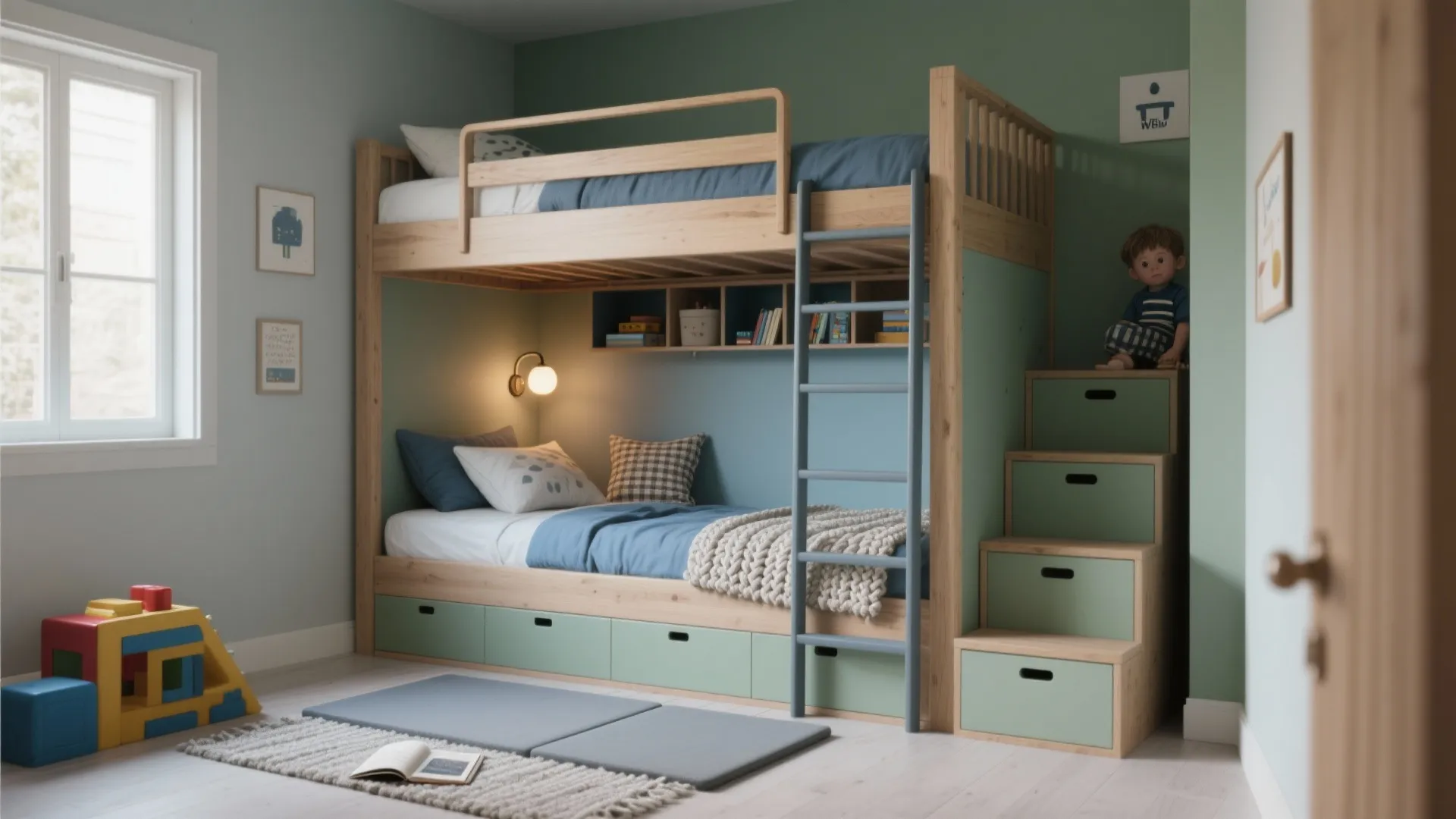 1) Bunk + Loft Hybrid: Sleep Up, Play Down