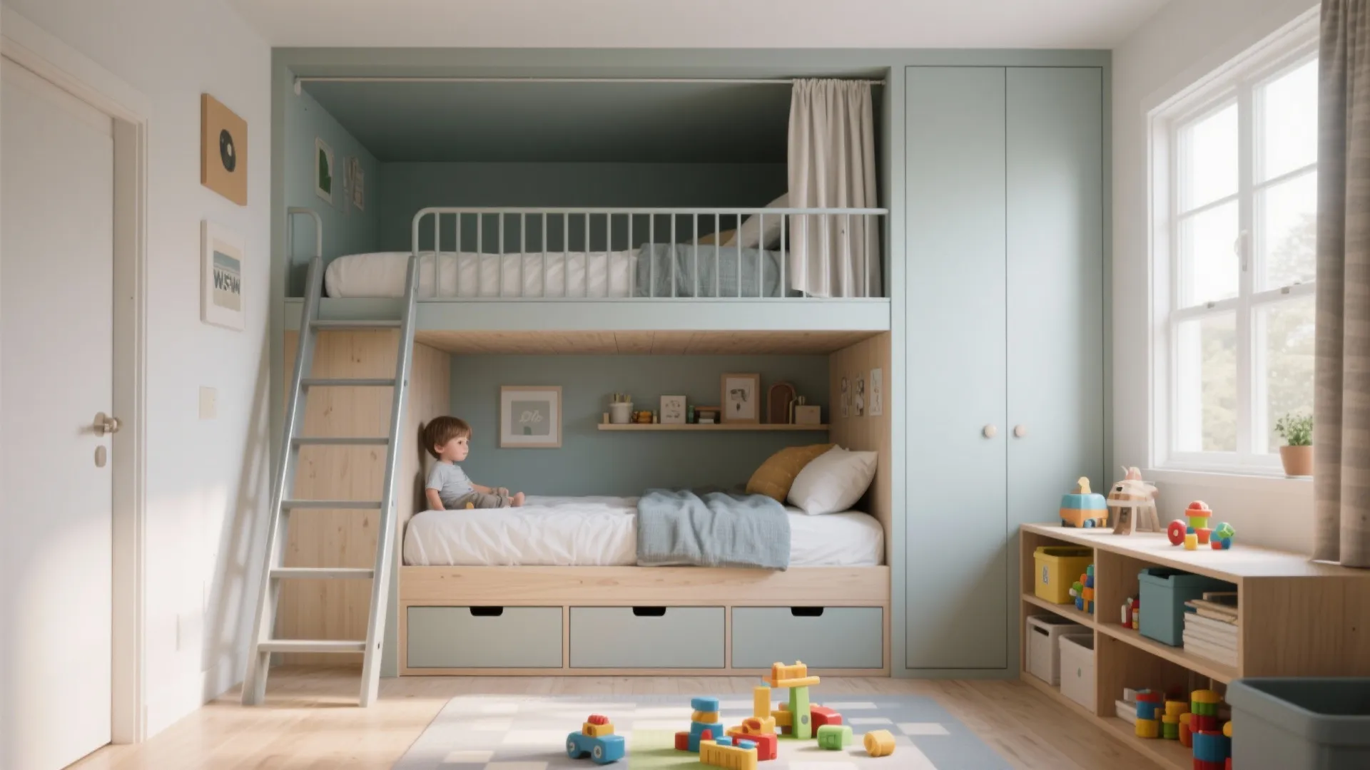 2. Bunk + Loft Hybrid: maximize floor space