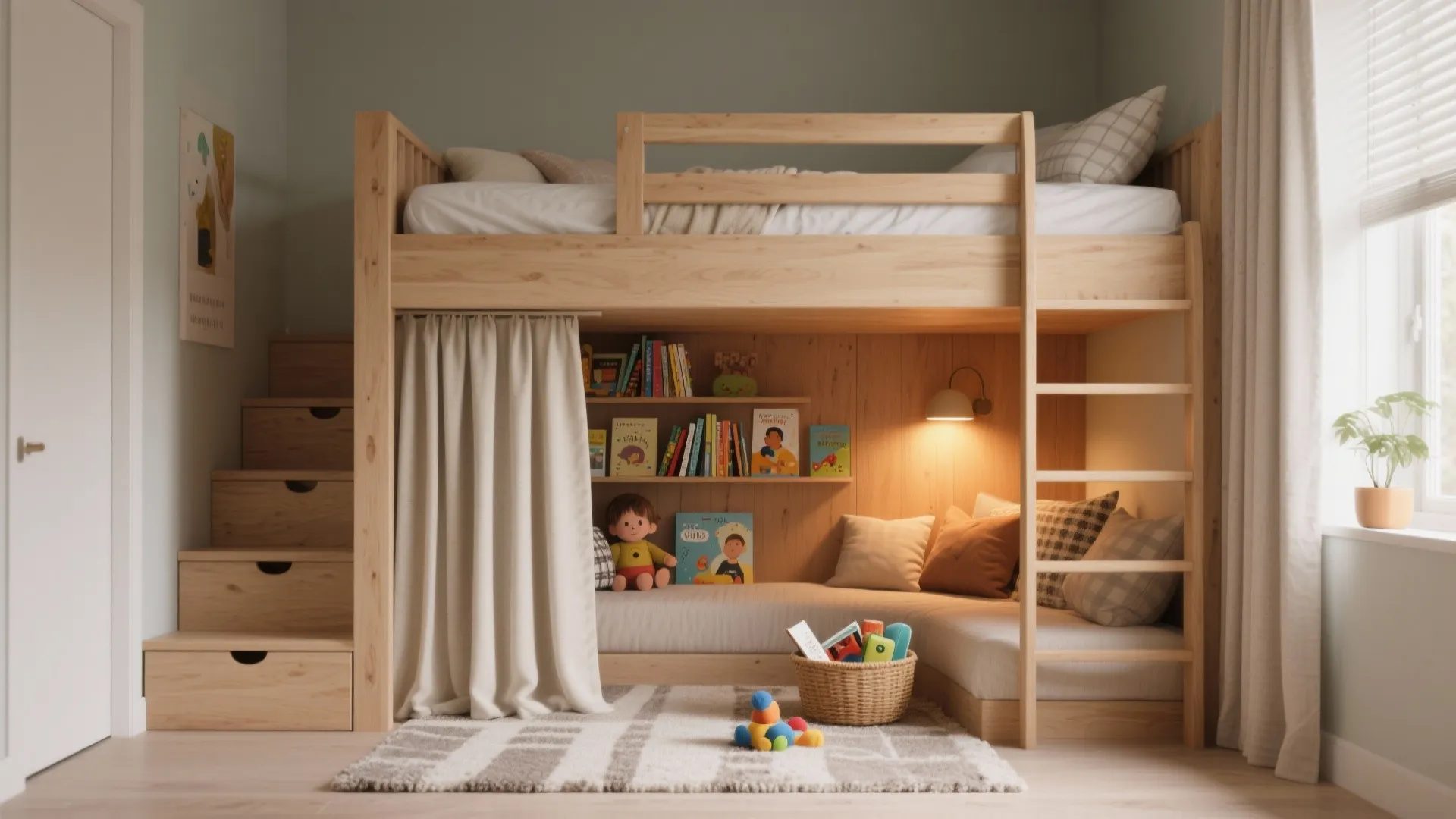 3. Bunk with a Curated Lower Nook