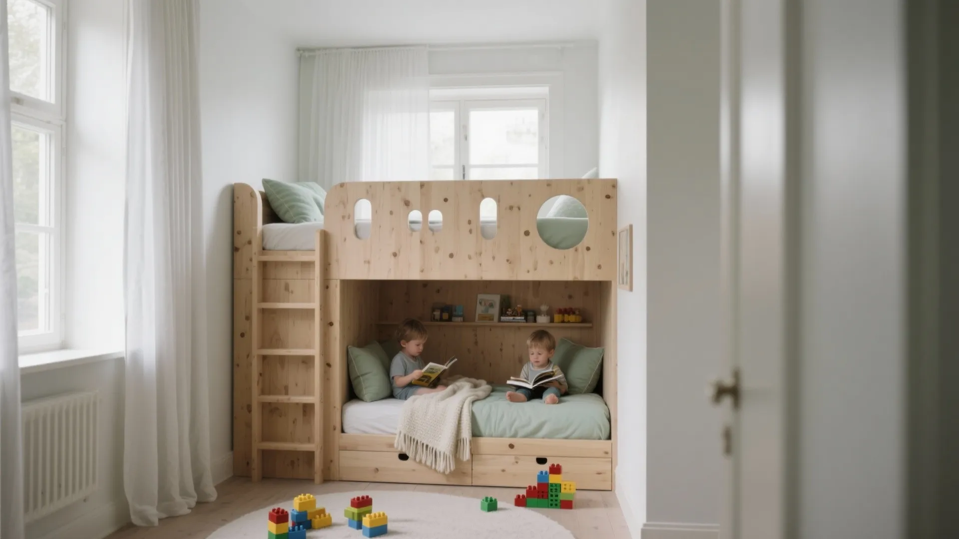 Vertical bunk zones that double as play space