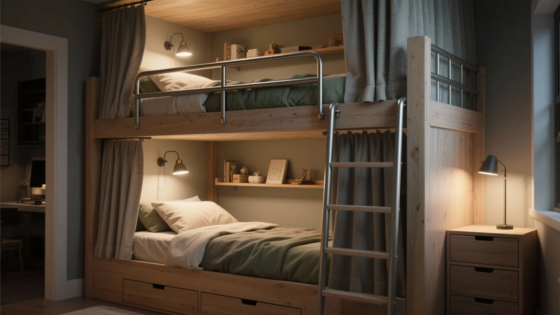 2) Bunk Beds With Privacy (and Safety) First