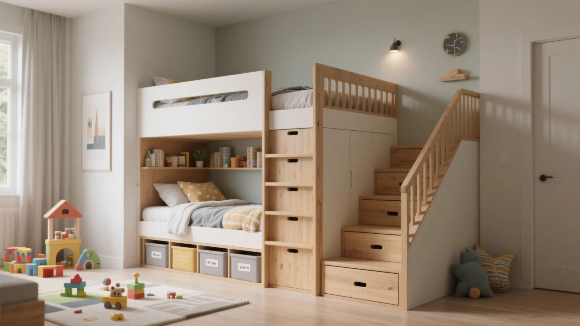 1. Bunk beds with built-in storage