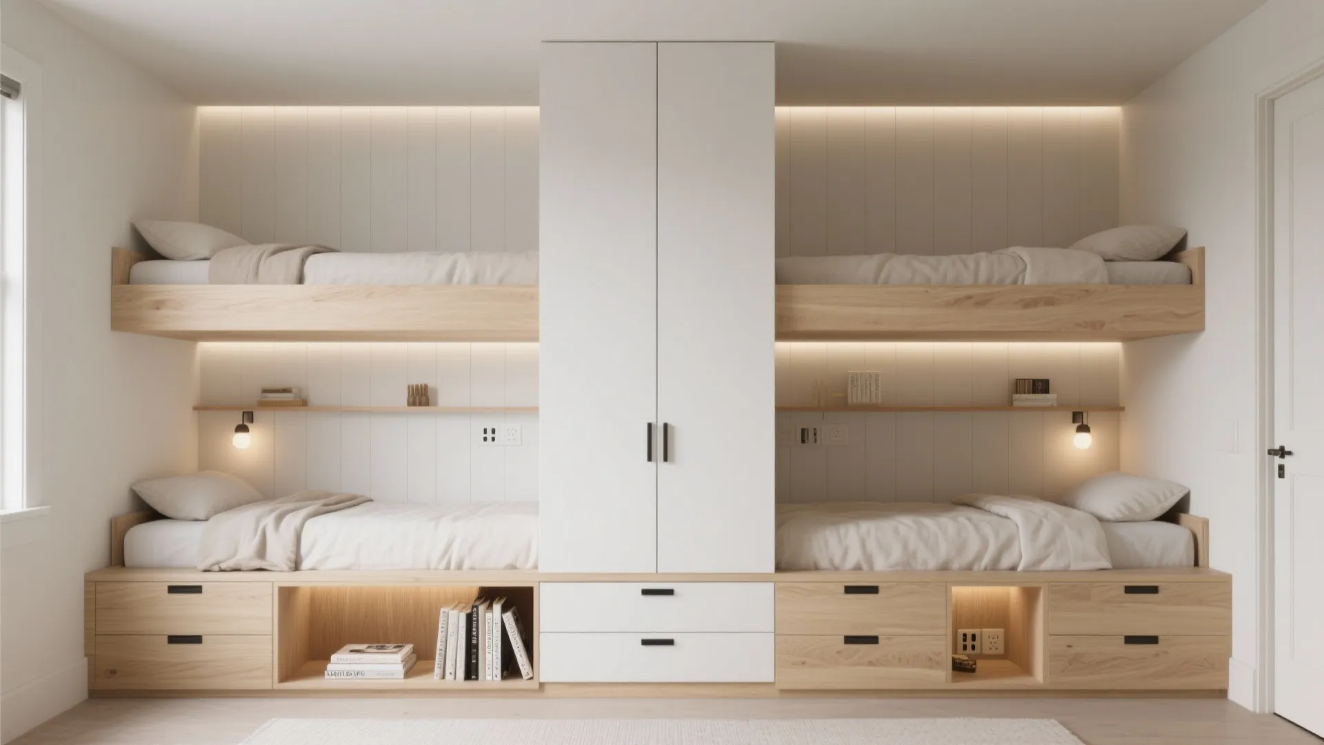 1) Storage-First Built-In Bunk Wall