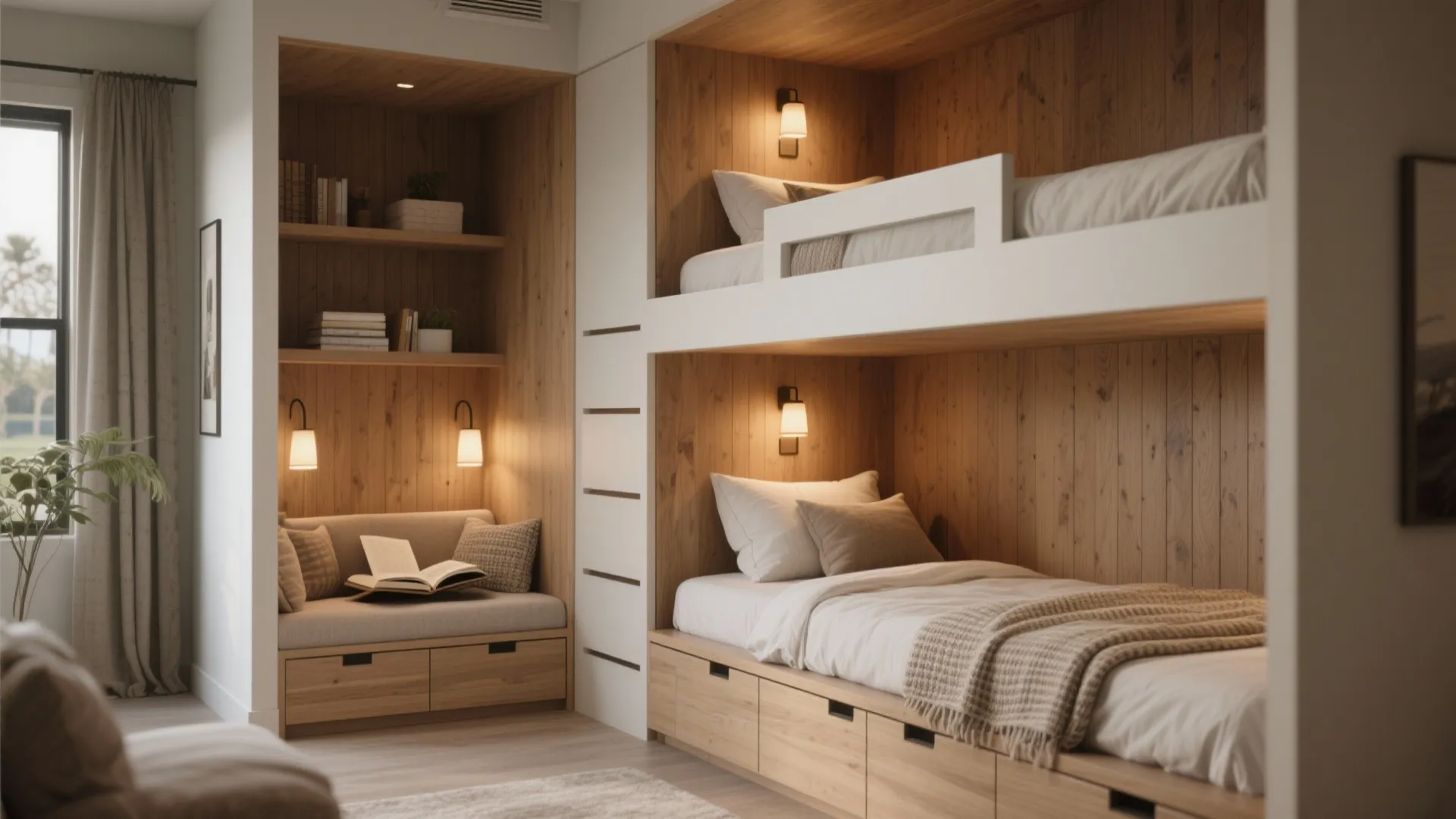 1. Bunked Comfort: Dual-Purpose Sleeping Nooks