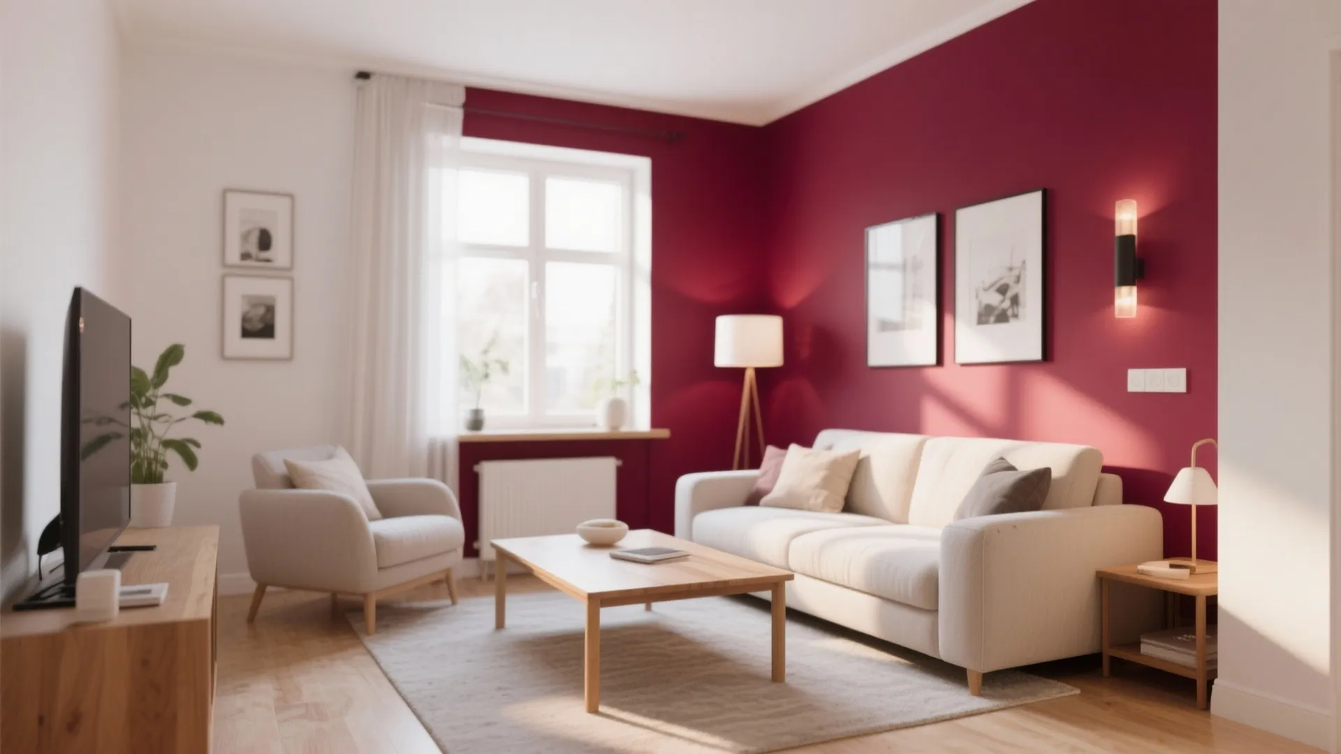 1. Burgundy Accent Wall